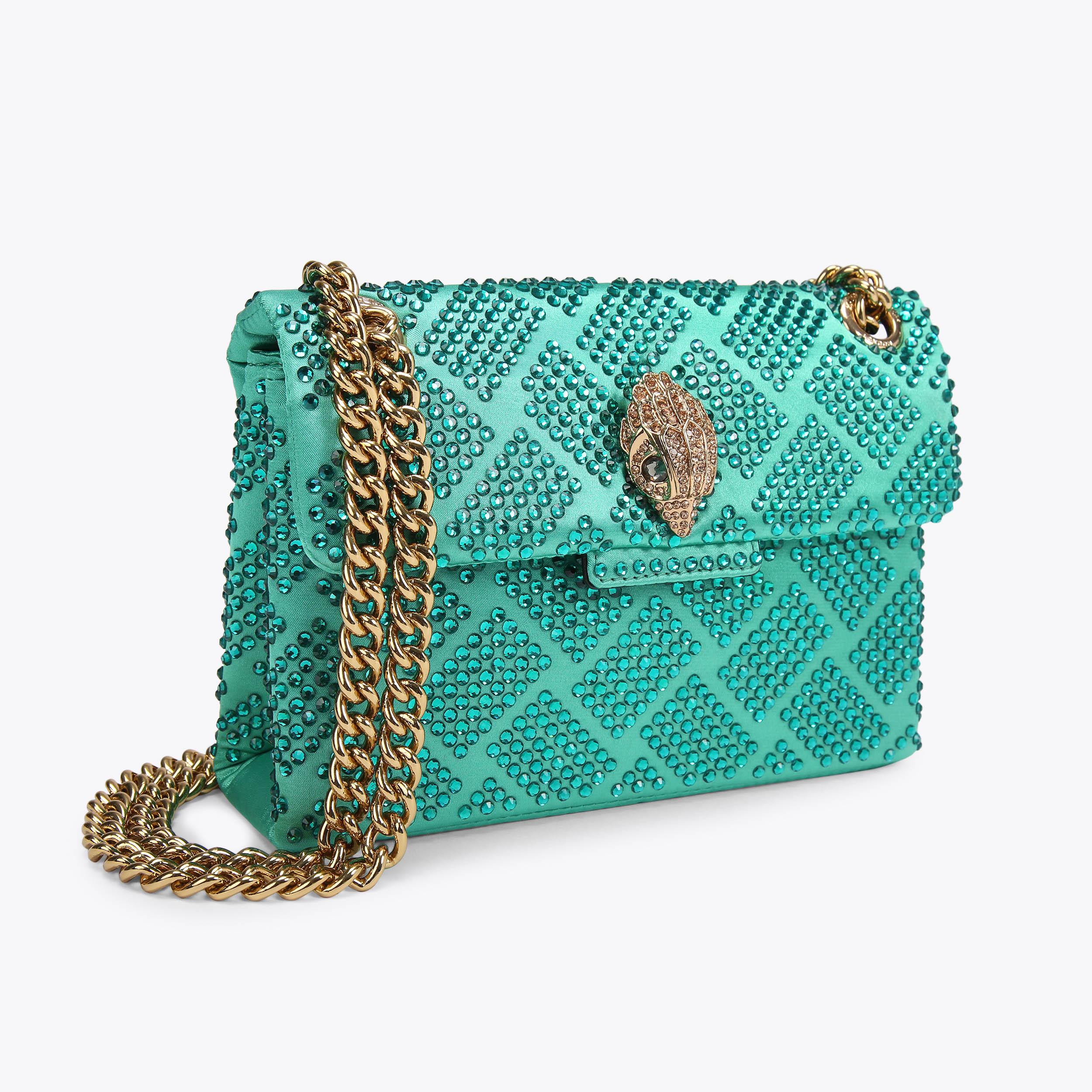 FABRIC MINI KENSINGTON Green Fabric Crystal Cross Body Mini Bag by KURT GEIGER LONDON
