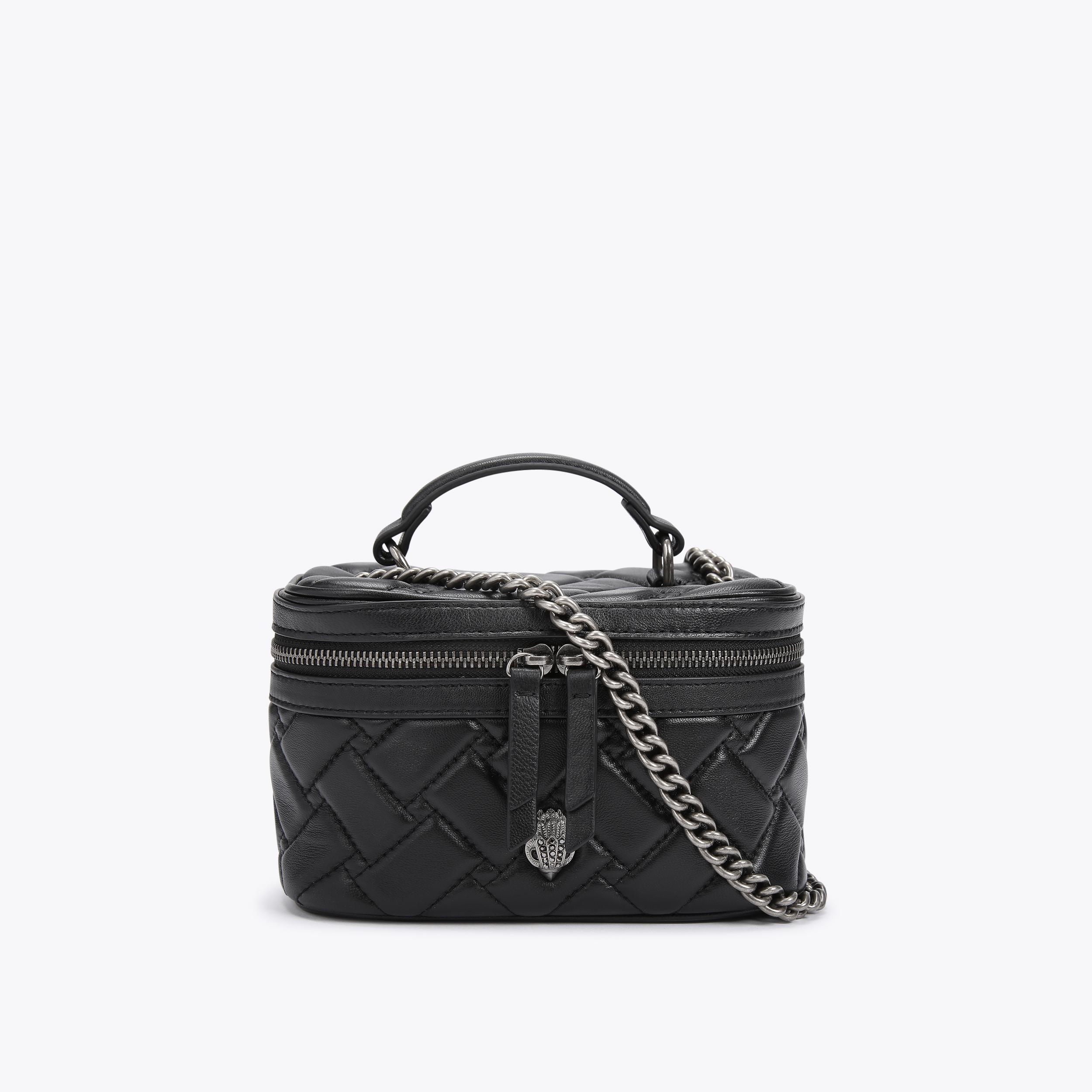 SM KENSINGTON VANITY CASE Small Black Leather Quilted Vanity Case by KURT GEIGER LONDON