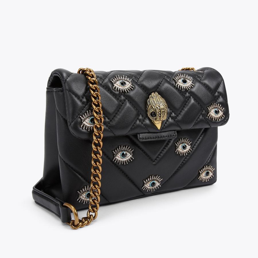 MD KENSINGTON BAG EYE Black Leather Quilted Cross Body Bag Kensington Bag by KURT GEIGER LONDON