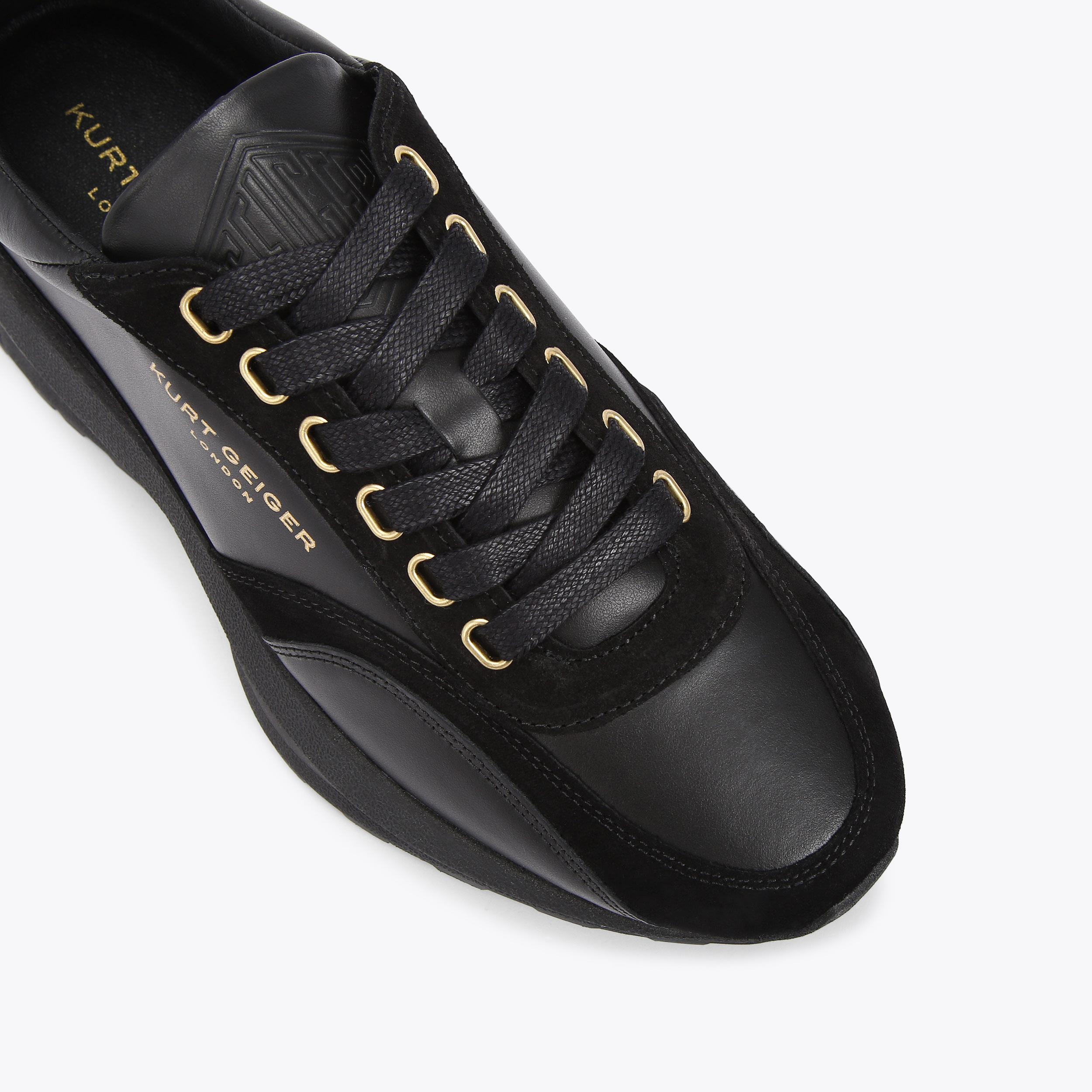 Kurt geiger black and gold trainers clearance