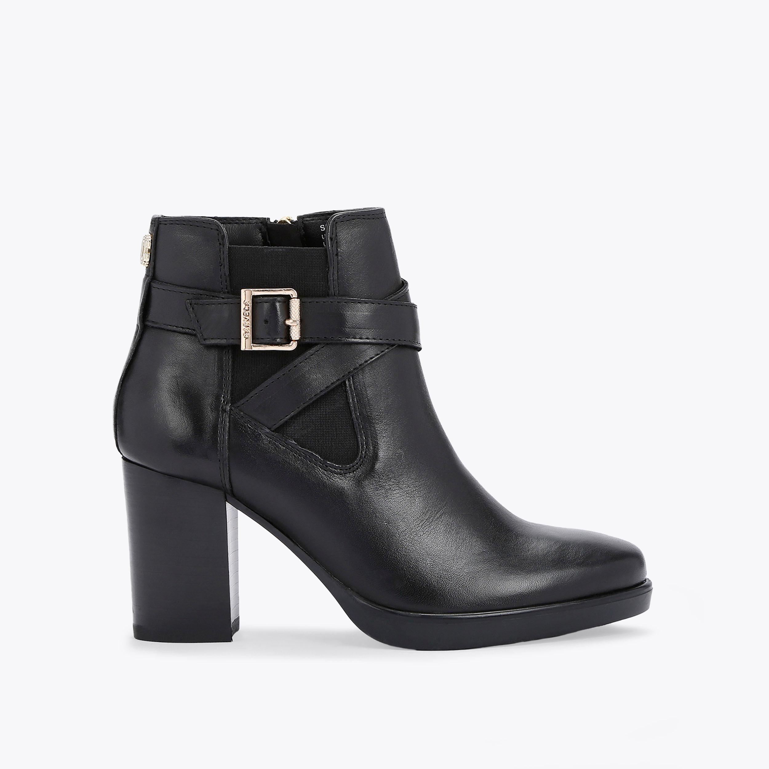 SILVER 2 Black Leather Heeled Ankle Boot by CARVELA