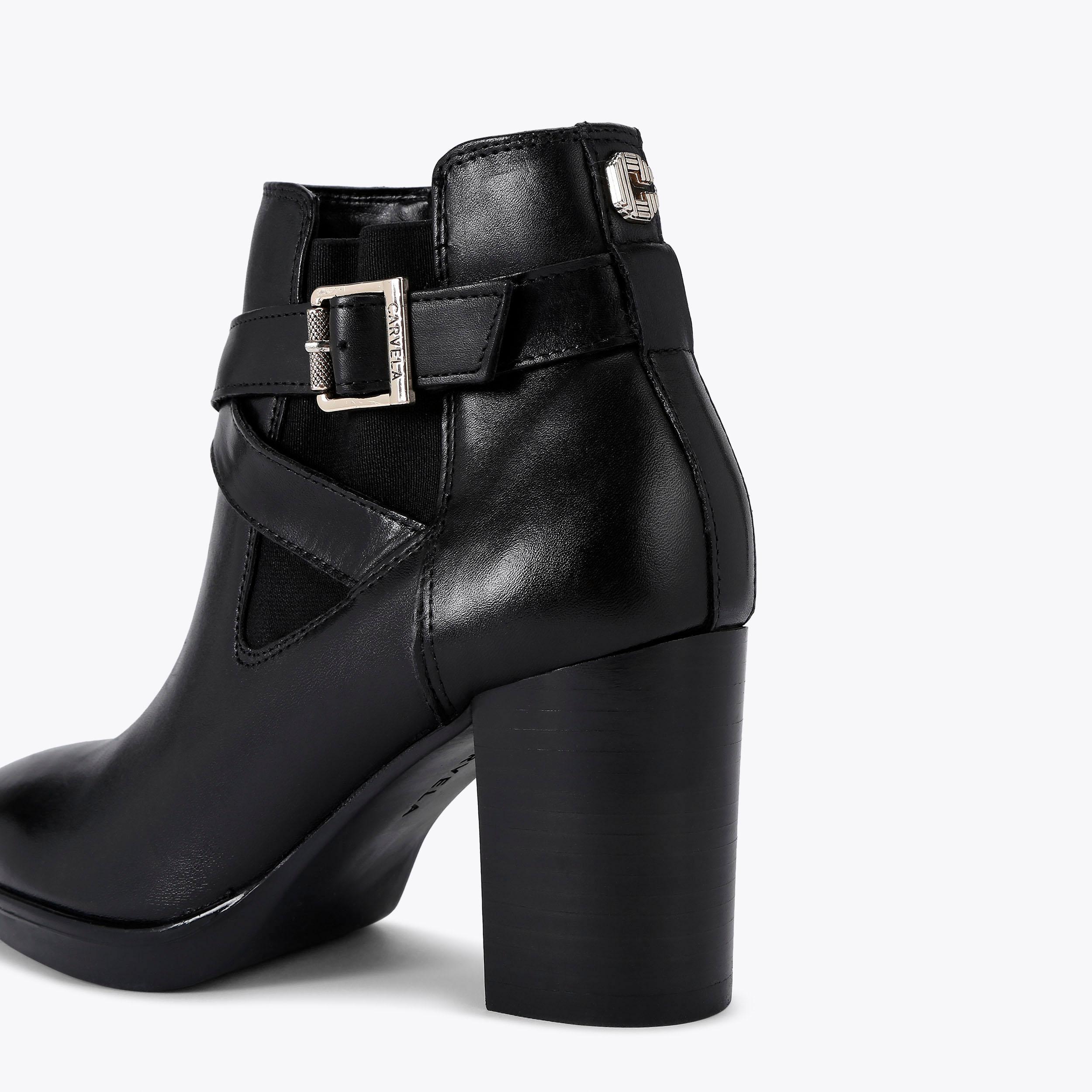 SILVER 2 Black Leather Heeled Ankle Boot by CARVELA
