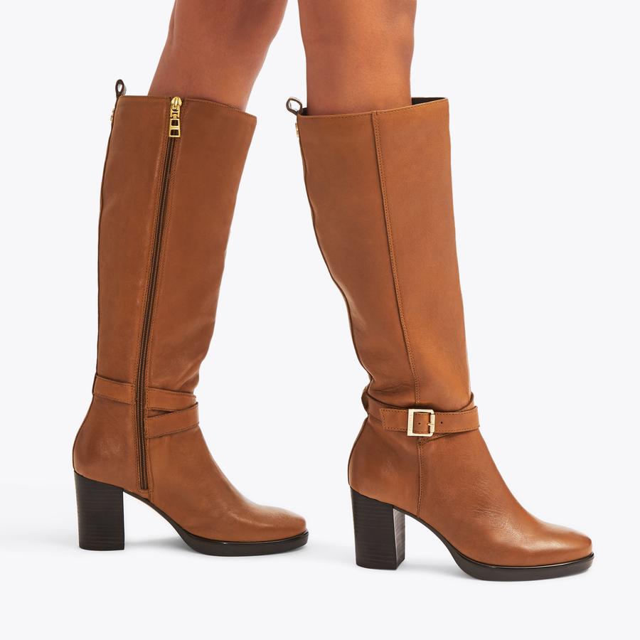 Tan leather knee length boots clearance