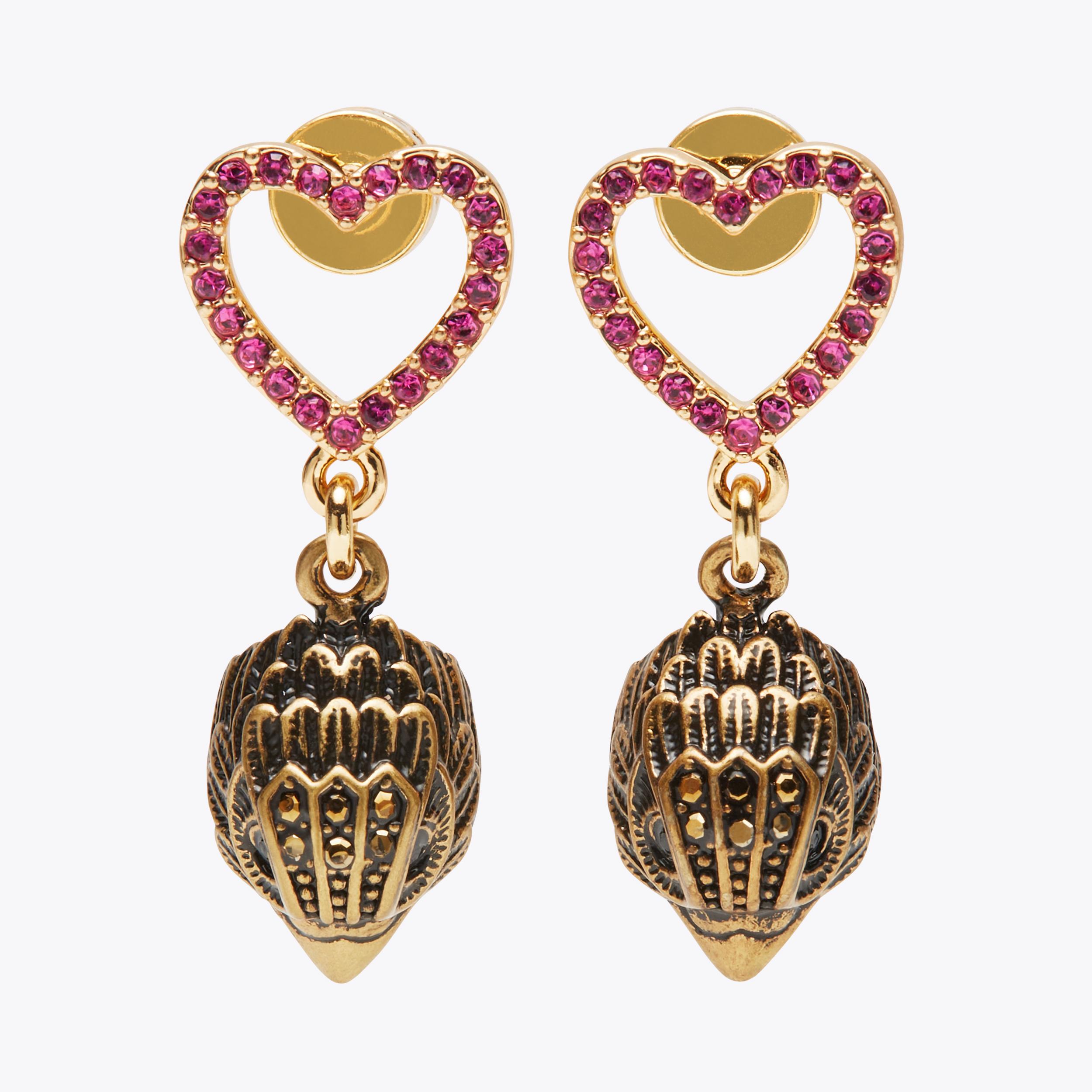 Kurt Geiger London Pink sale Round Brass Eagle Head Motif Center Leverback Earrings