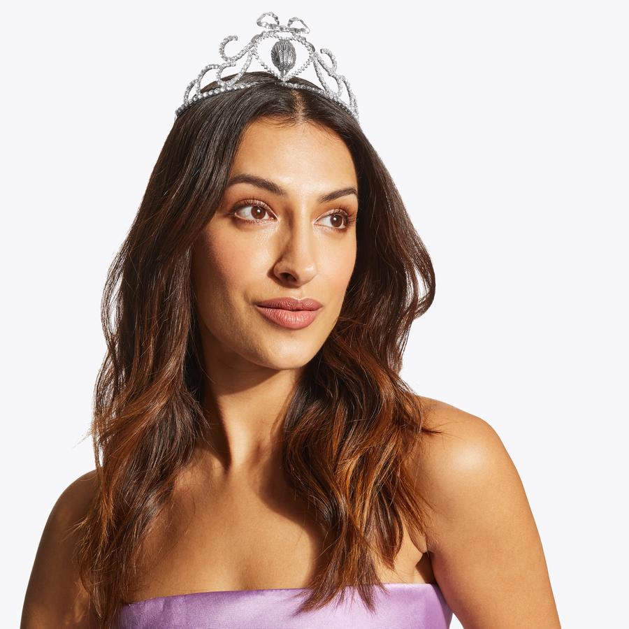 Silver Rhinestone Linda Tiara | Claire's US