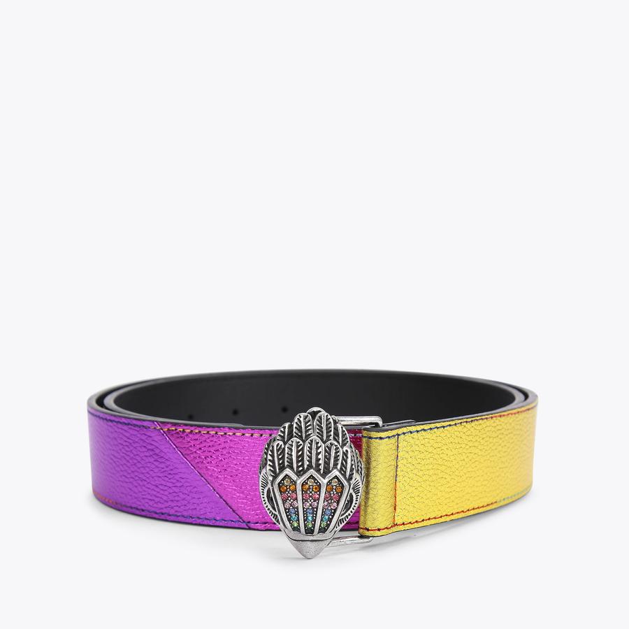 REVERSIBLE 38 EAGLE BELT Rainbow Stripe Leather Belt by KURT GEIGER LONDON