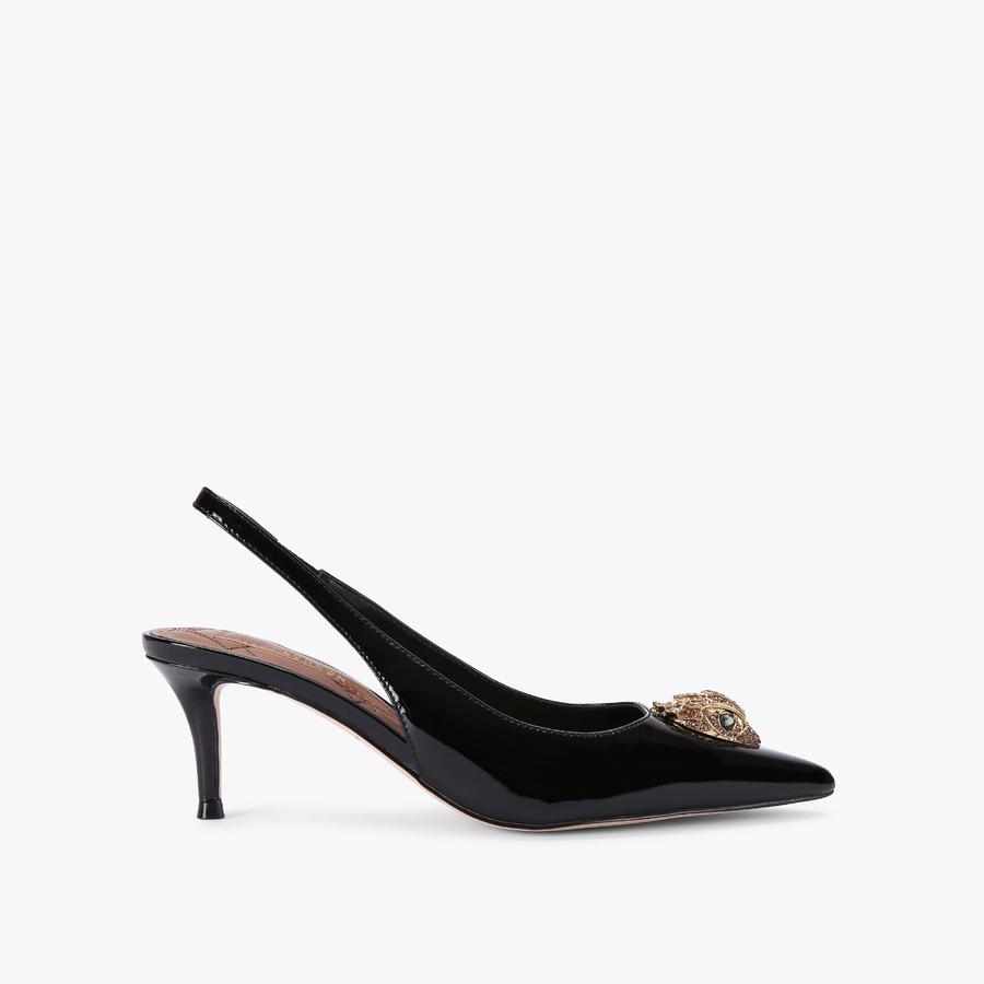 Black low heel sling back shoes best sale