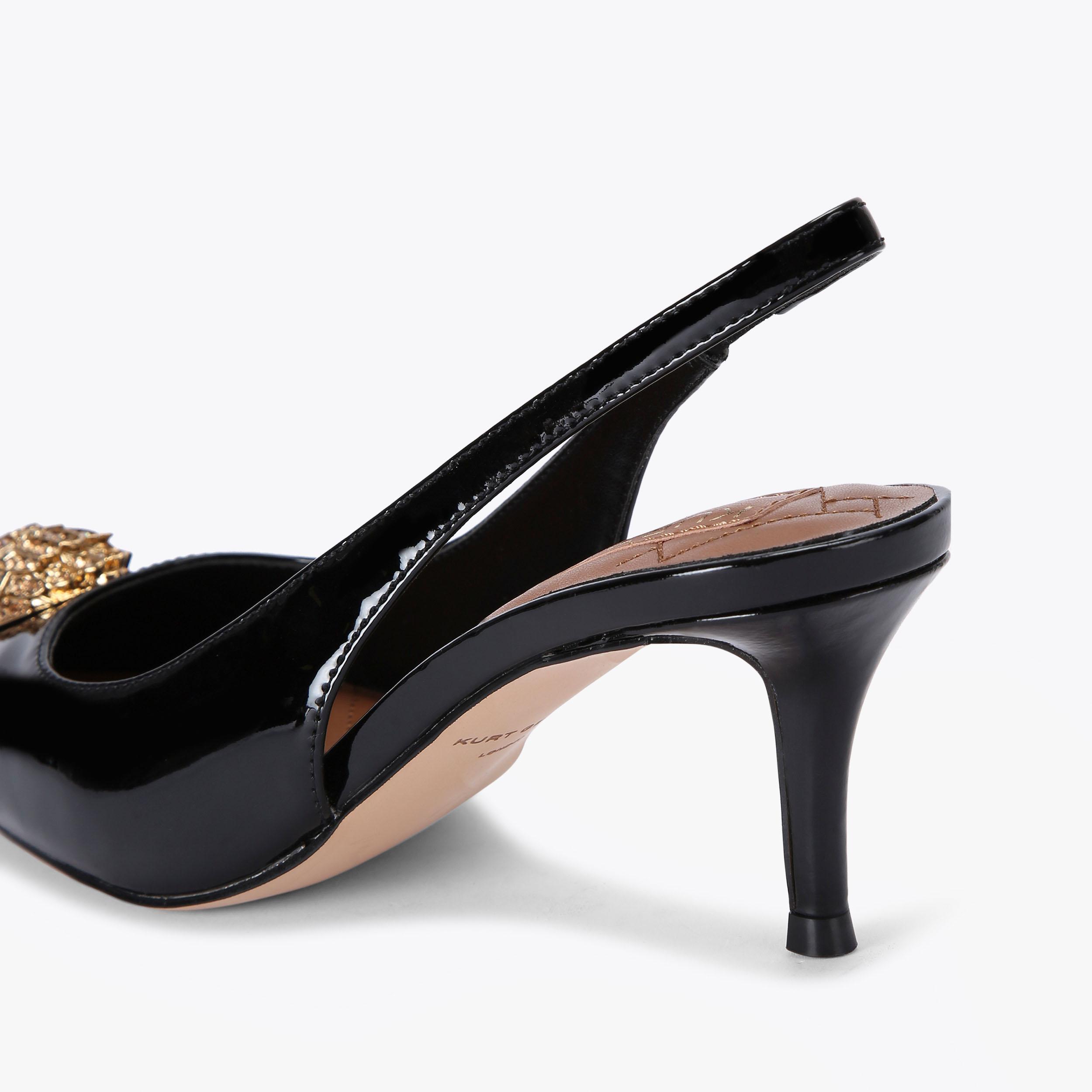 Sandales Slingback D&G (Dolce & Gabbana) - Taille 37 (UK 4), Cuir Verni Noir, Talon 3 Pouces - Occasion