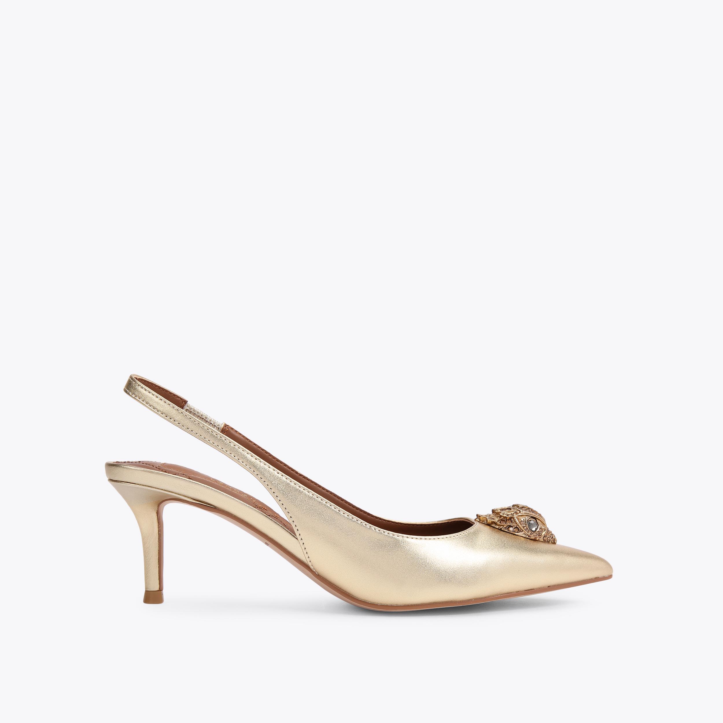 Gold sling back store shoes