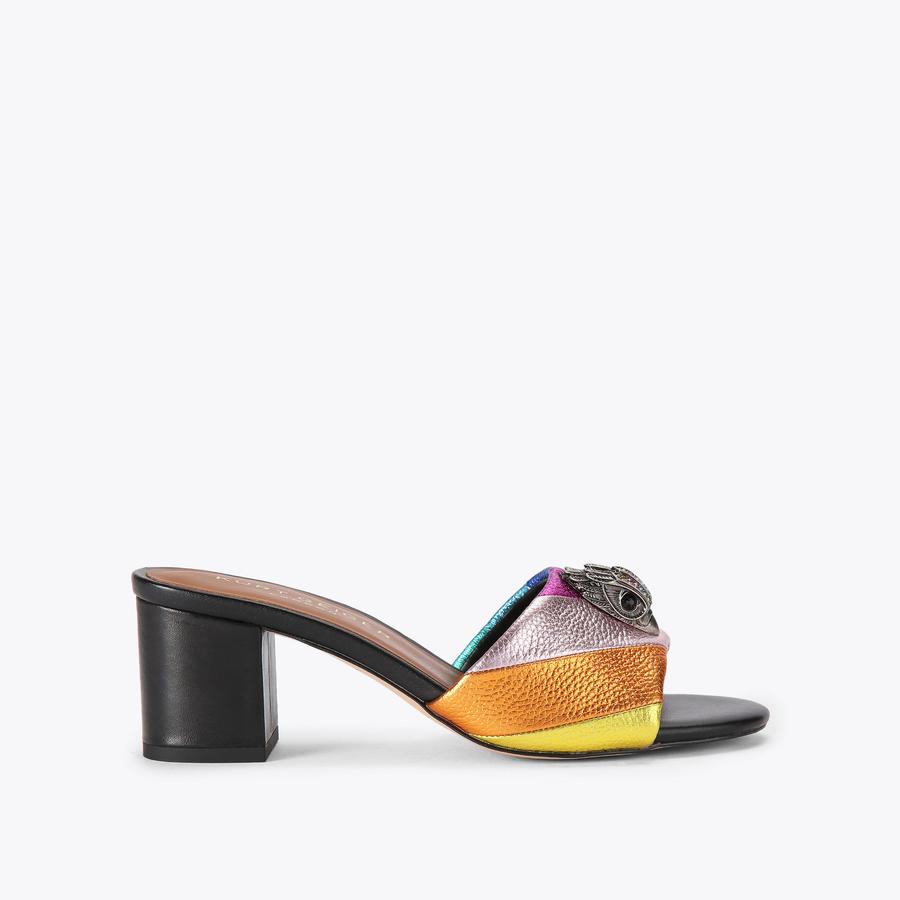 KENSINGTON BLOCK MULE Rainbow Stripe Mule Heel by KURT GEIGER LONDON
