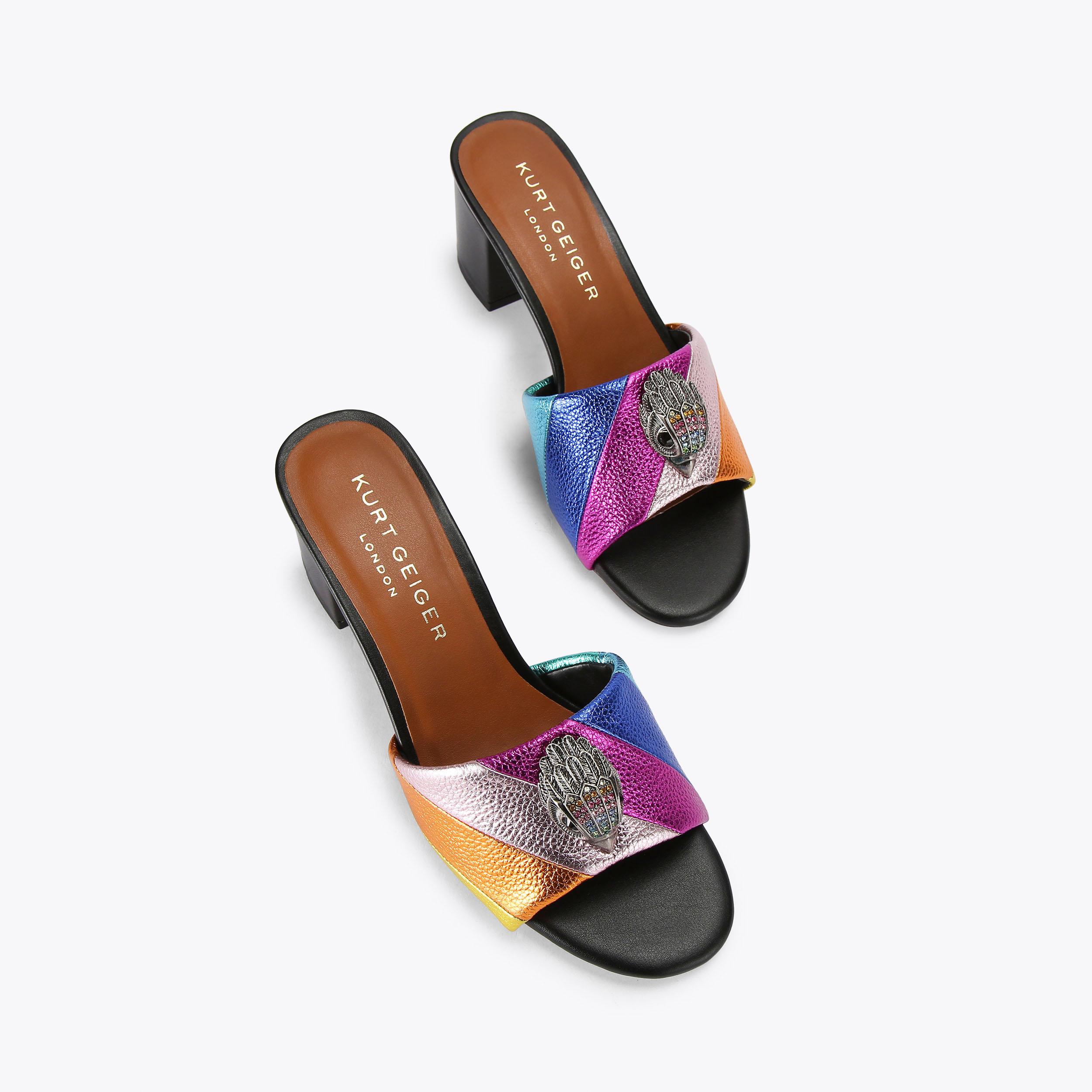 KENSINGTON BLOCK MULE Rainbow Stripe Mule Heel by KURT GEIGER LONDON