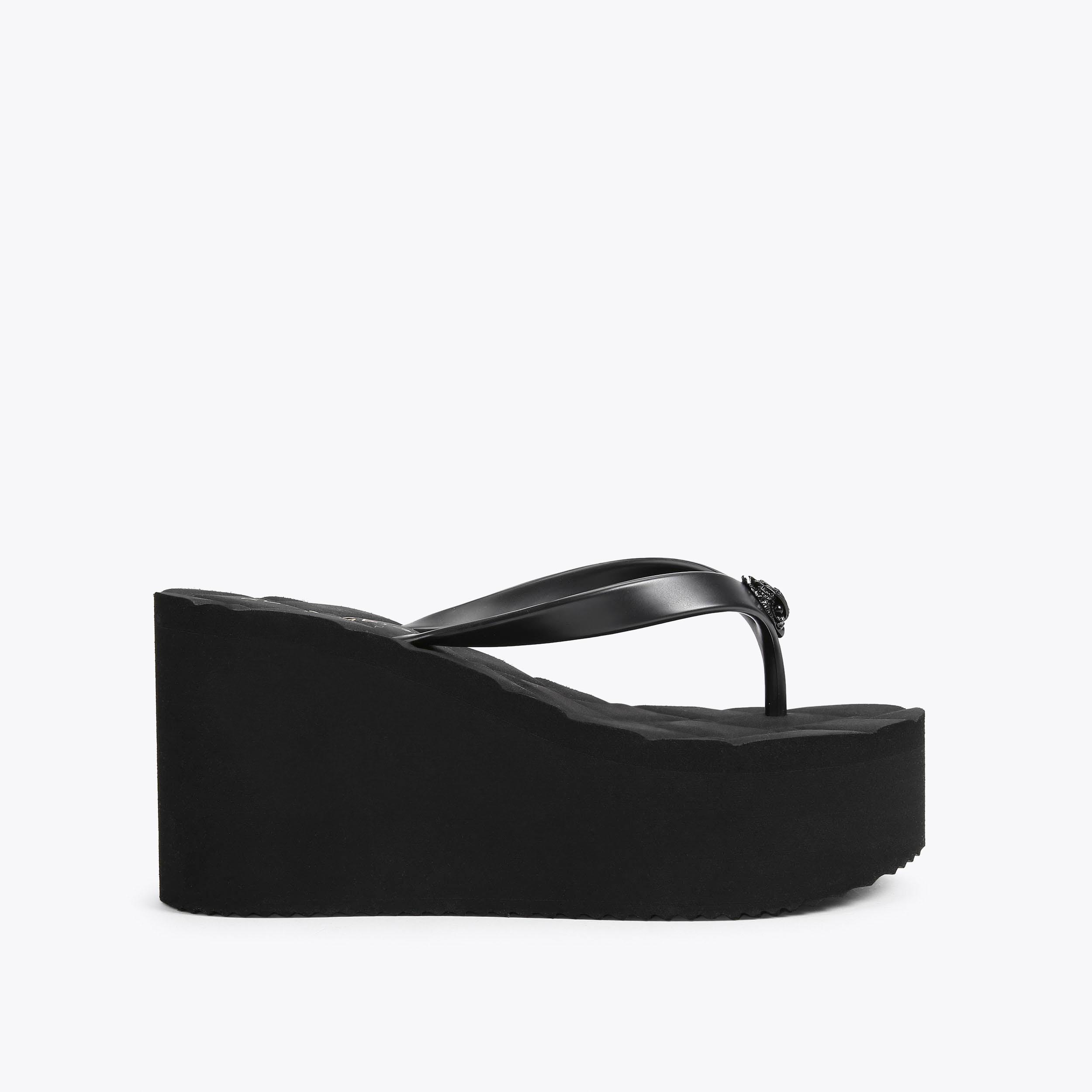 KENSINGTON FLIPFLOP WEDGE Black Wedge Sandals by KURT GEIGER LONDON