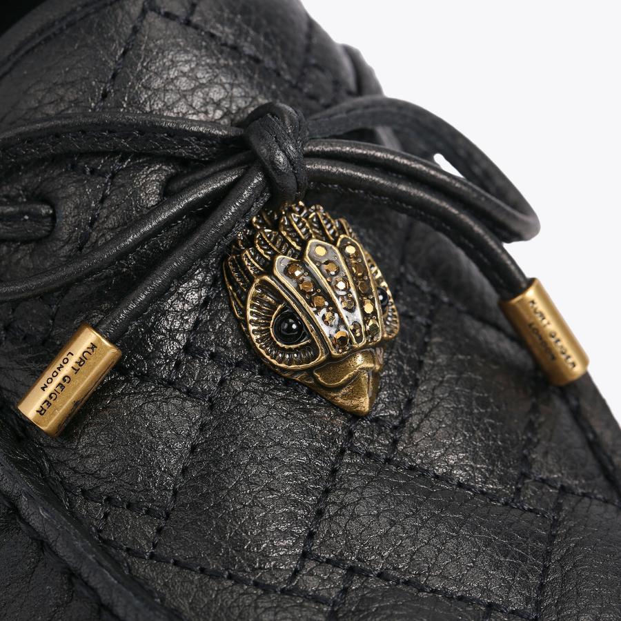 EAGLE MOCCASIN Black Textured Leather Slip On Shoe by KURT GEIGER LONDON