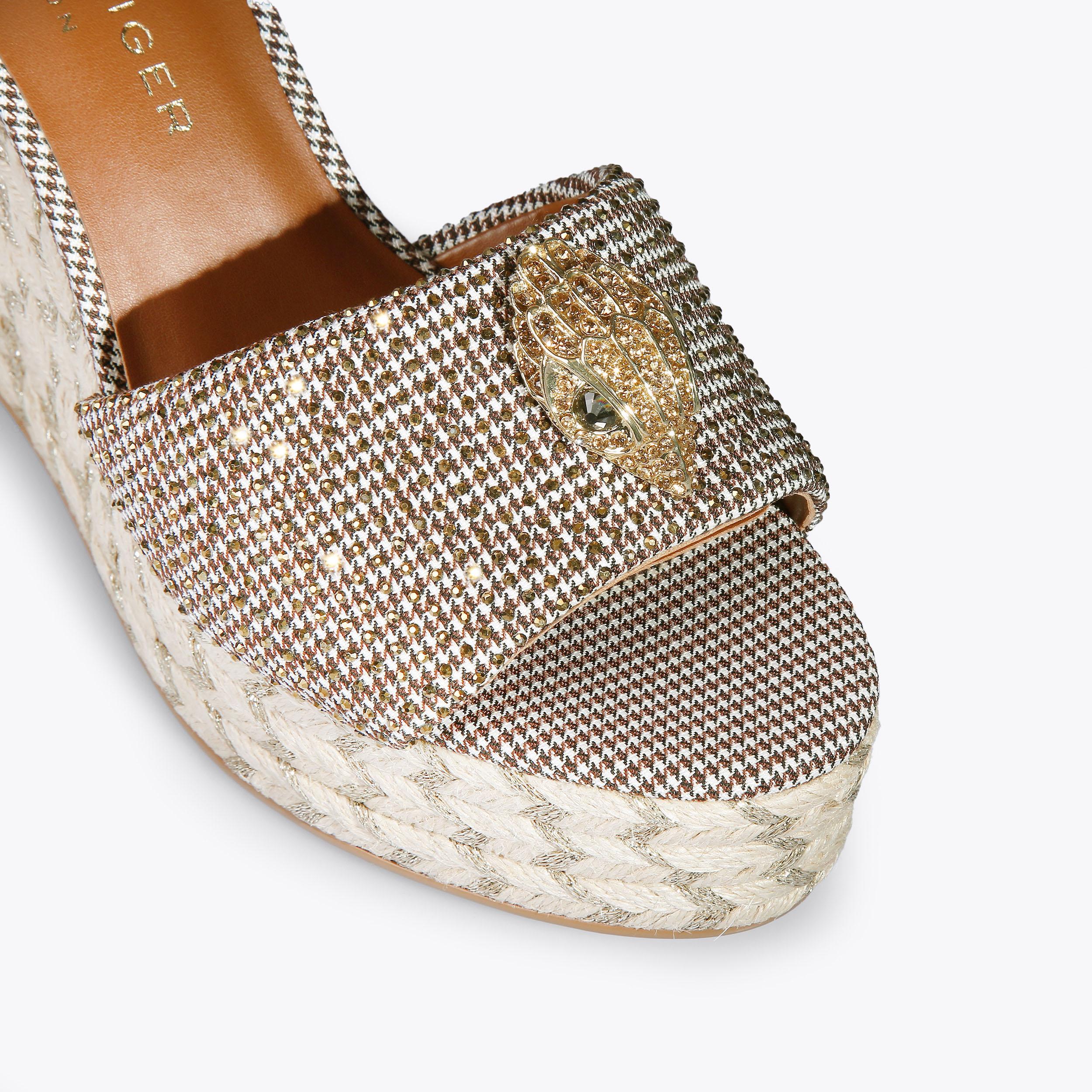 KENSINGTON ESPADRILLE WDG Brown Houndstooth Espadrille Heel by 