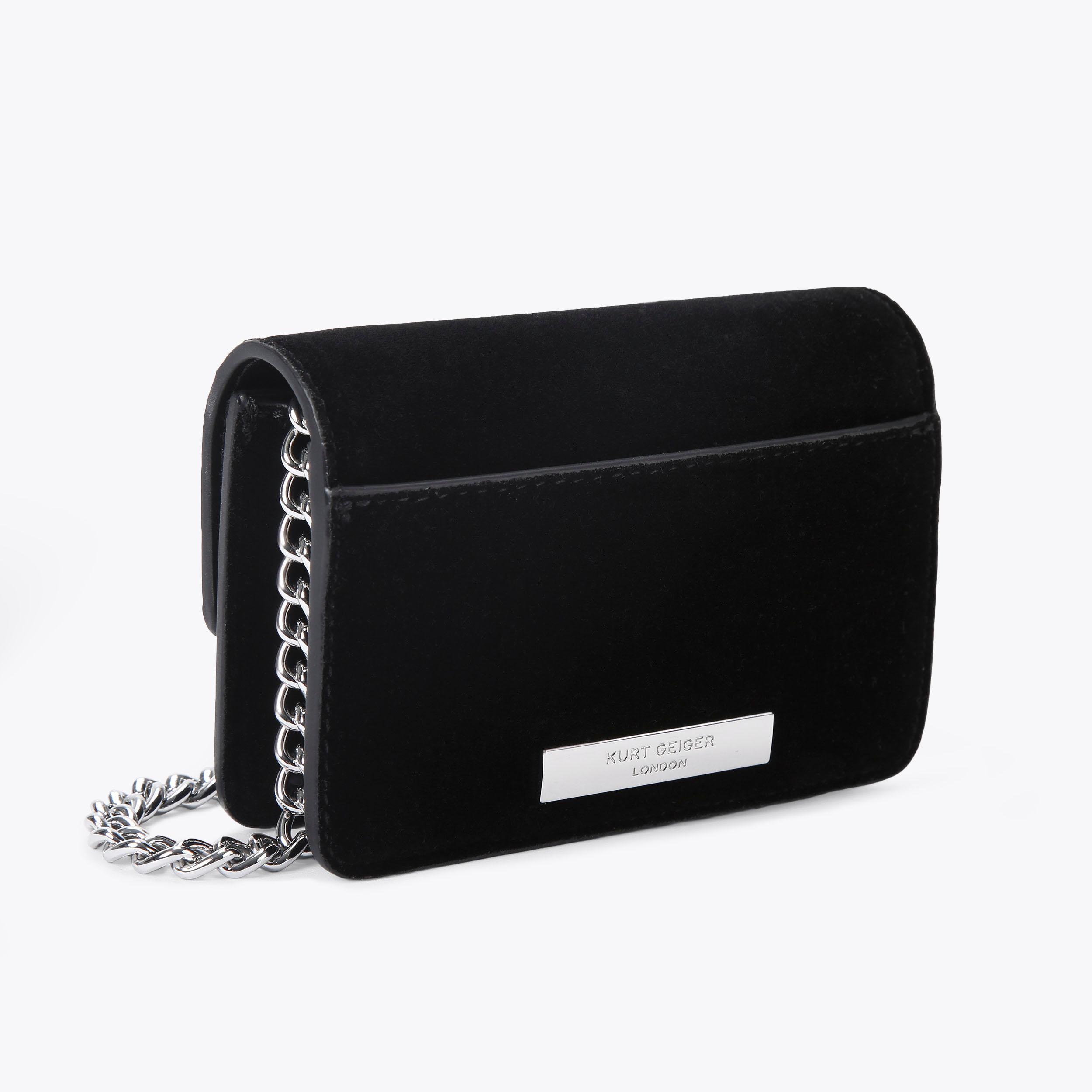 BOW XS SHOREDITCH Black Velvet Micro Bag by KURT GEIGER LONDON