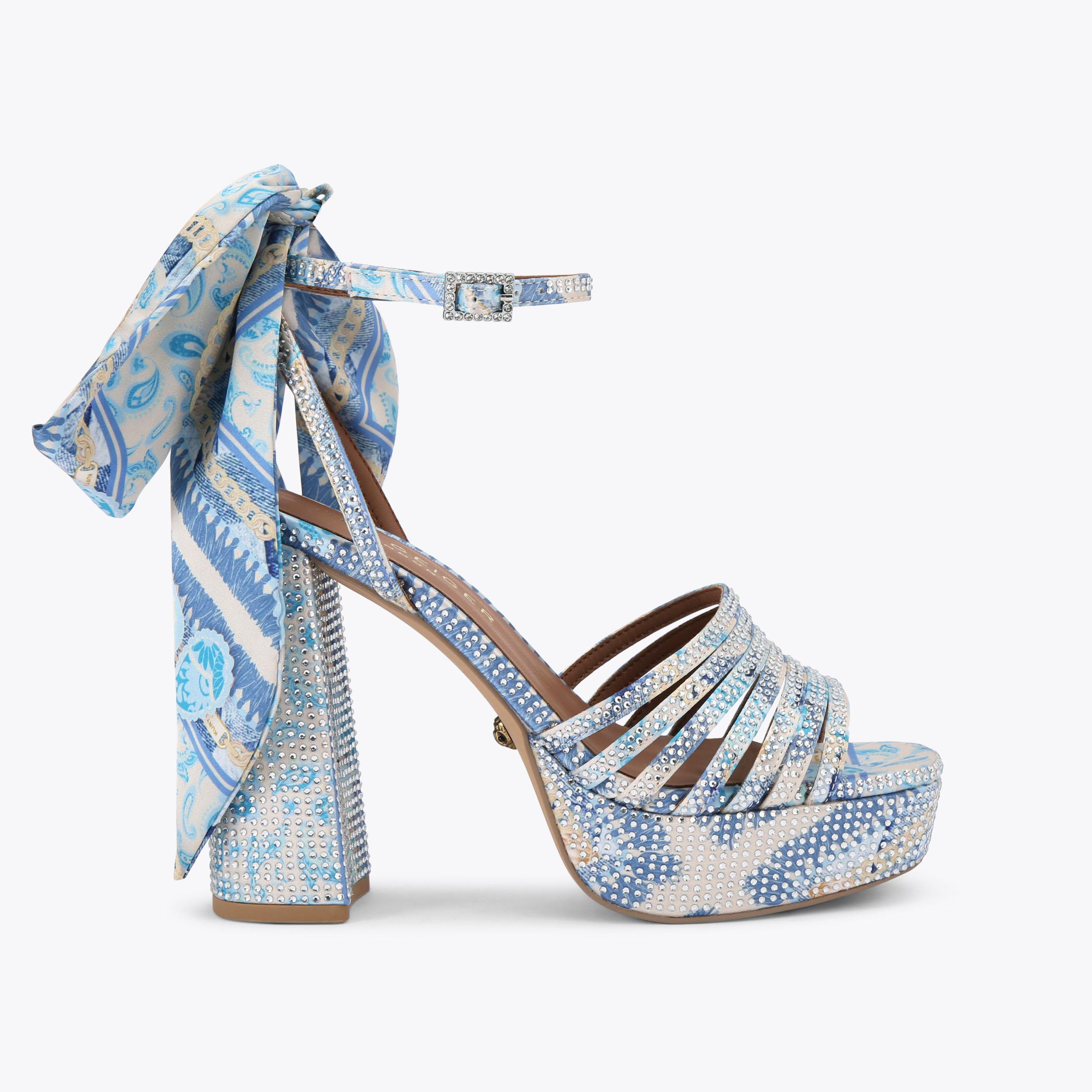 Pierra Ankle Tie Platform Heel - blue