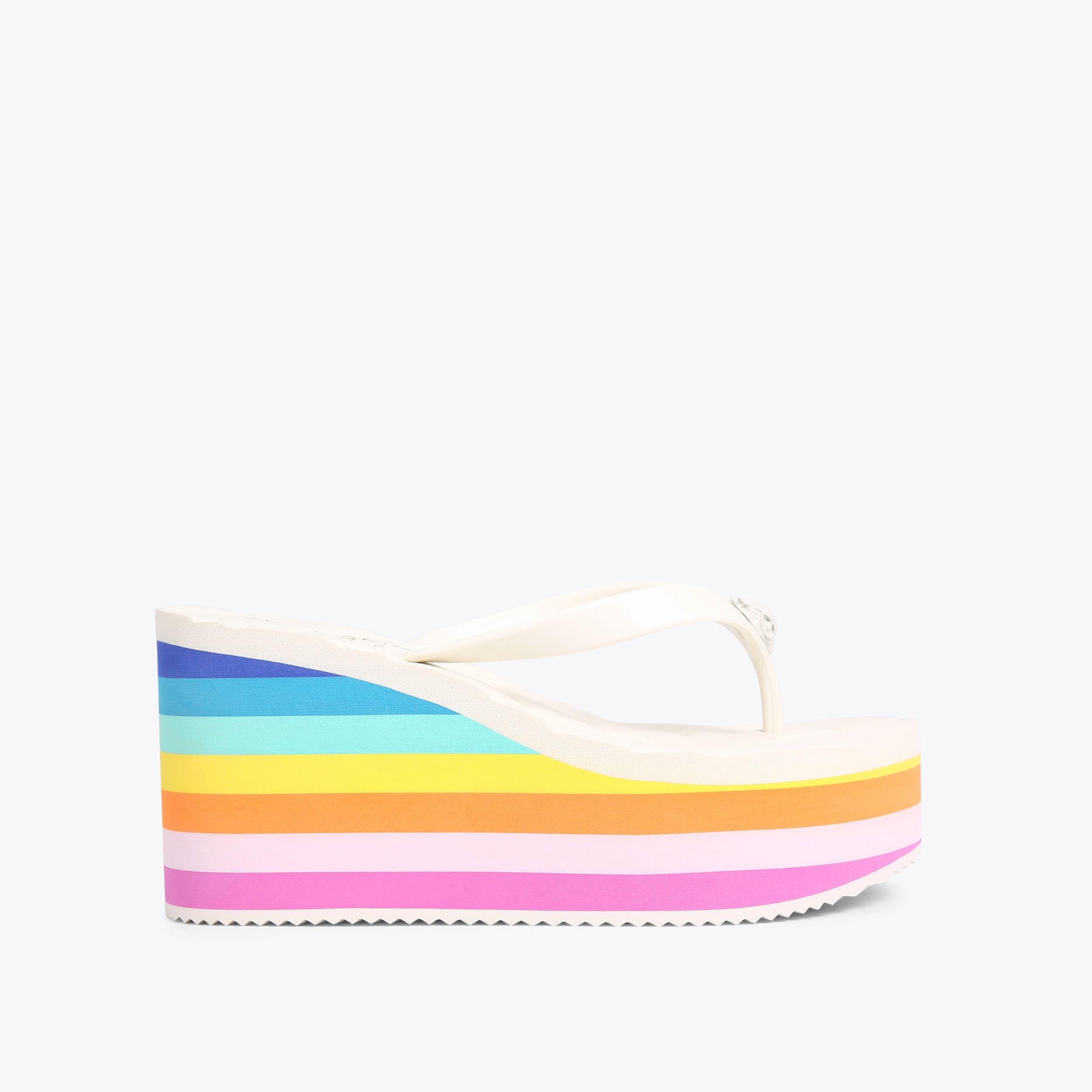 Rainbow wedge flip flops shop