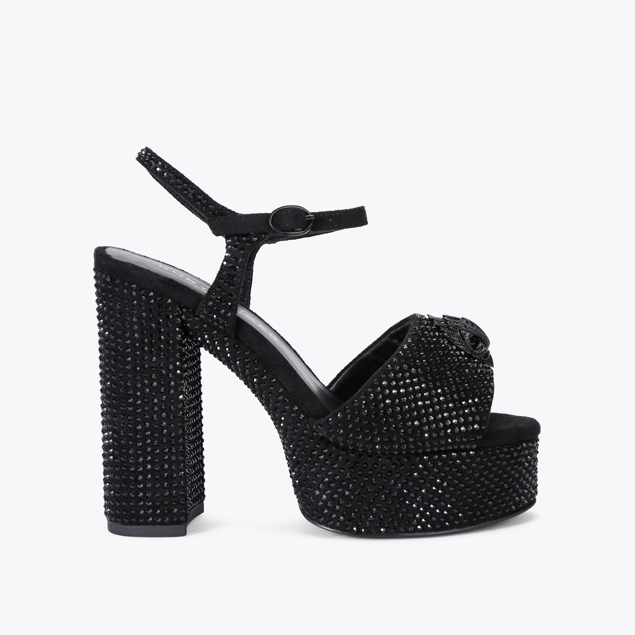 Black colour heel sandals hotsell