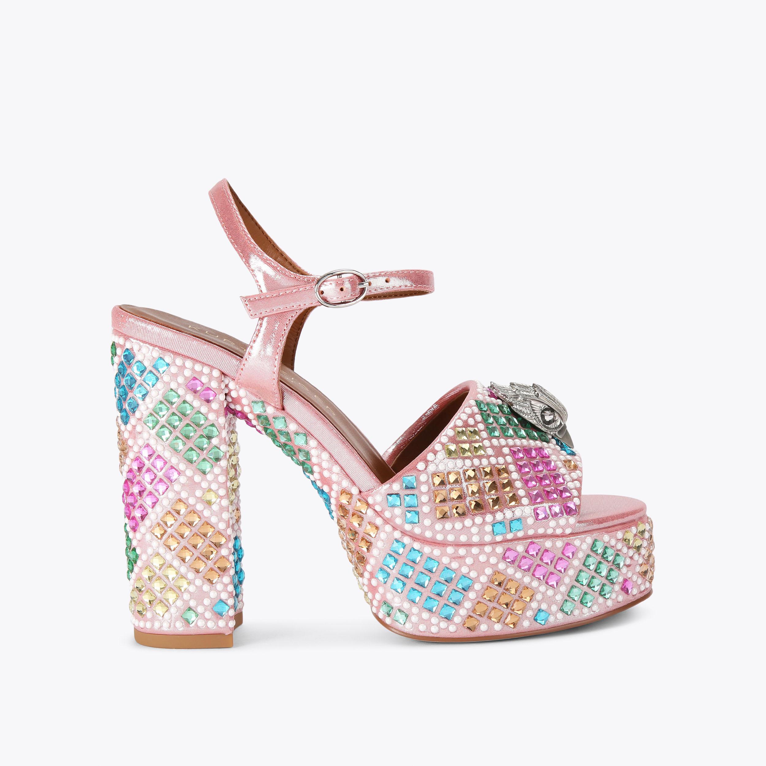 KENSINGTON PLATFORM SDL Pink Crystal Platform Heel by KURT GEIGER LONDON