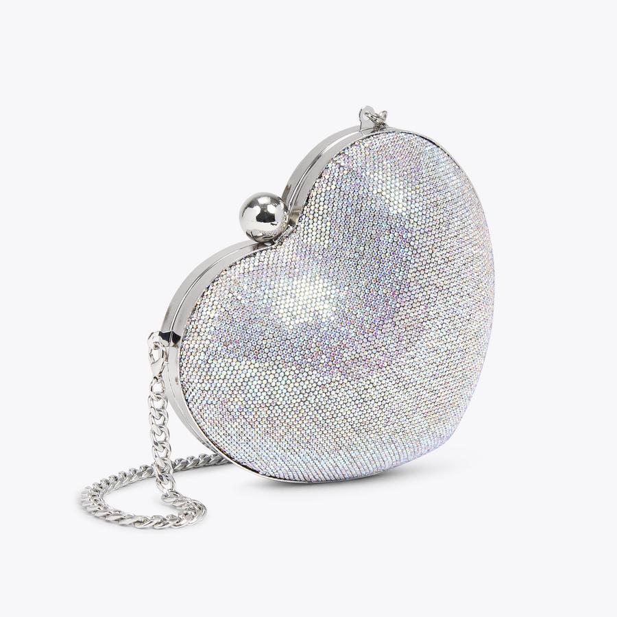 期間限定値下げsilver crystal heart clutch AMORE CLUTCH Crystal Heart Clutch Bag by CARVELA