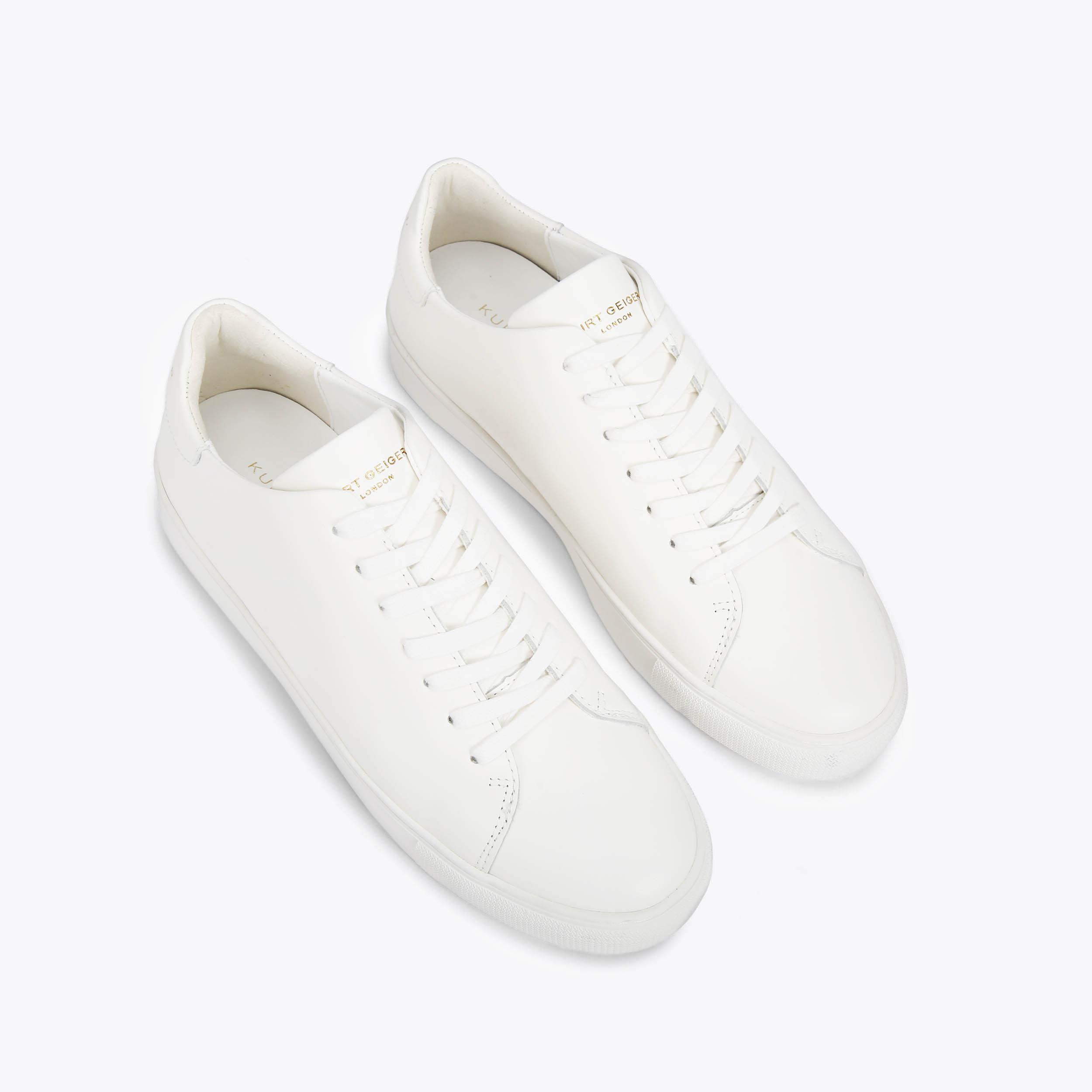 LENNON White Leather Lace Up Sneakers by KURT GEIGER LONDON