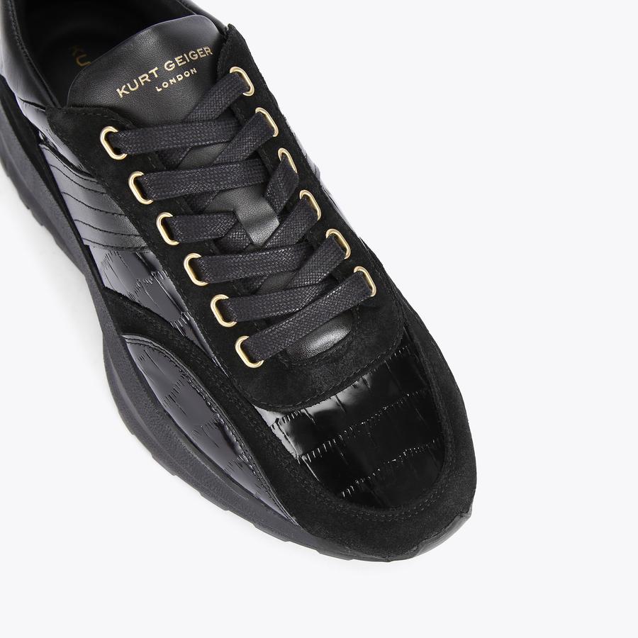 Kurt geiger black and gold trainers online