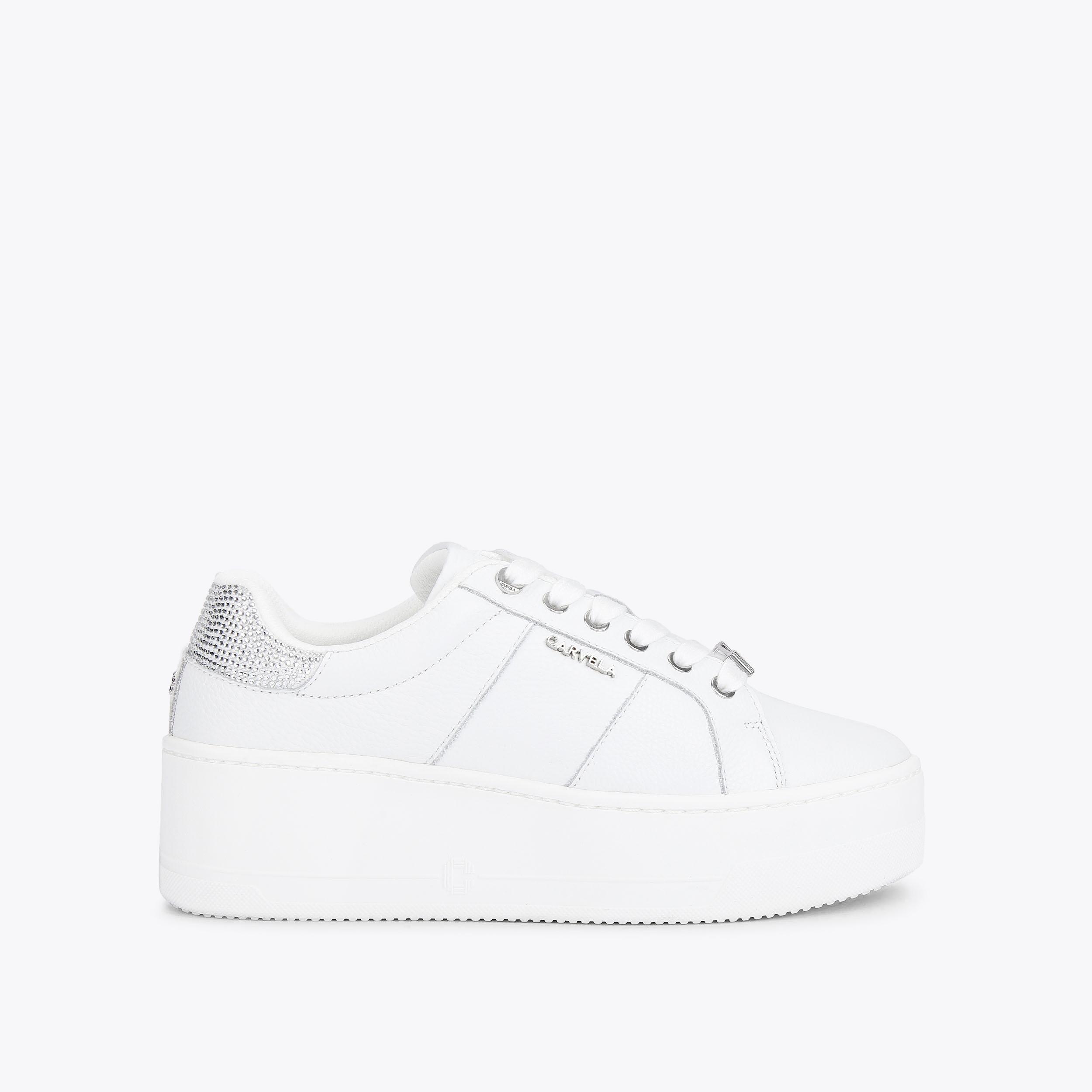 CONNECTED White Leather Lace Up Trainer by CARVELA