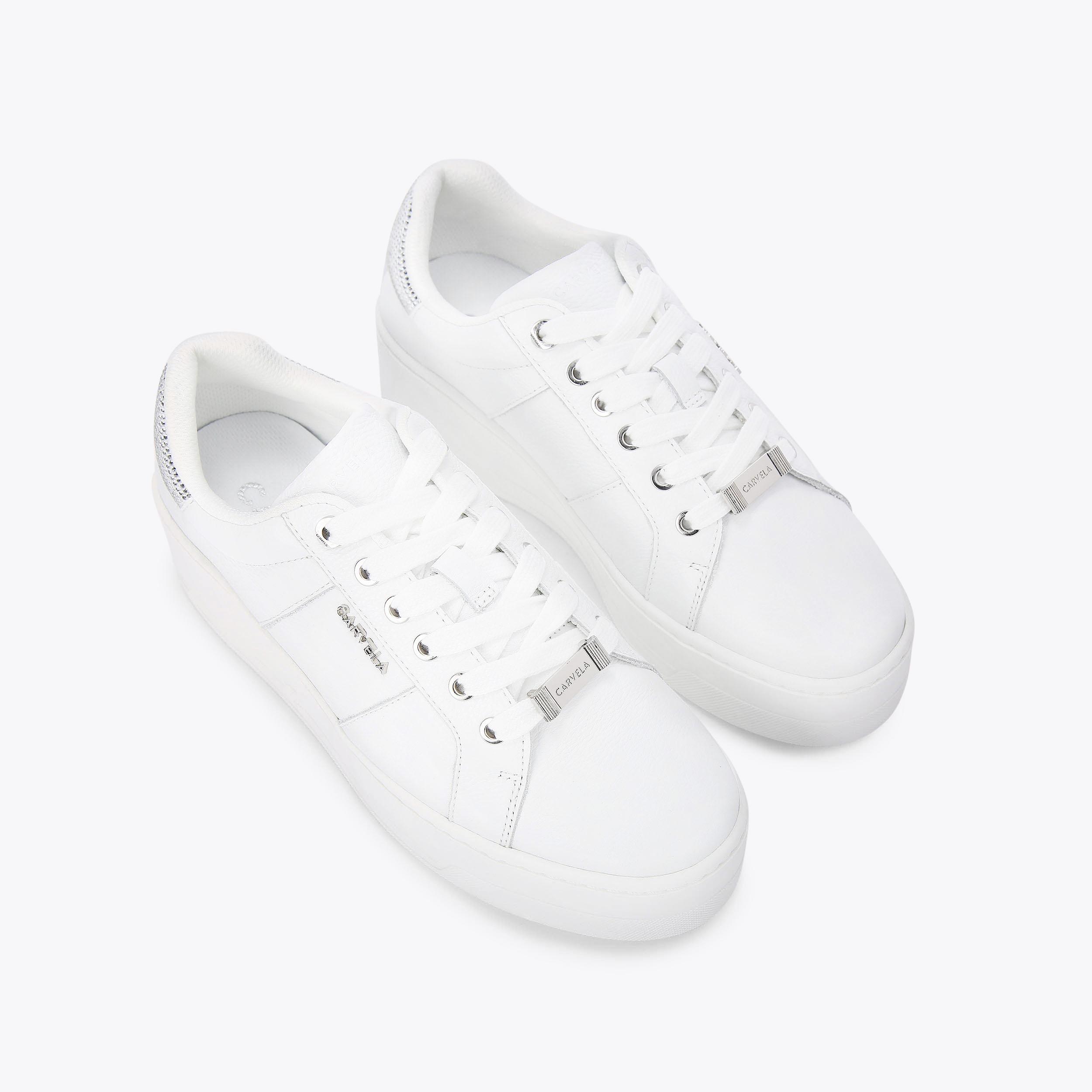 CONNECTED White Leather Lace Up Trainer by CARVELA