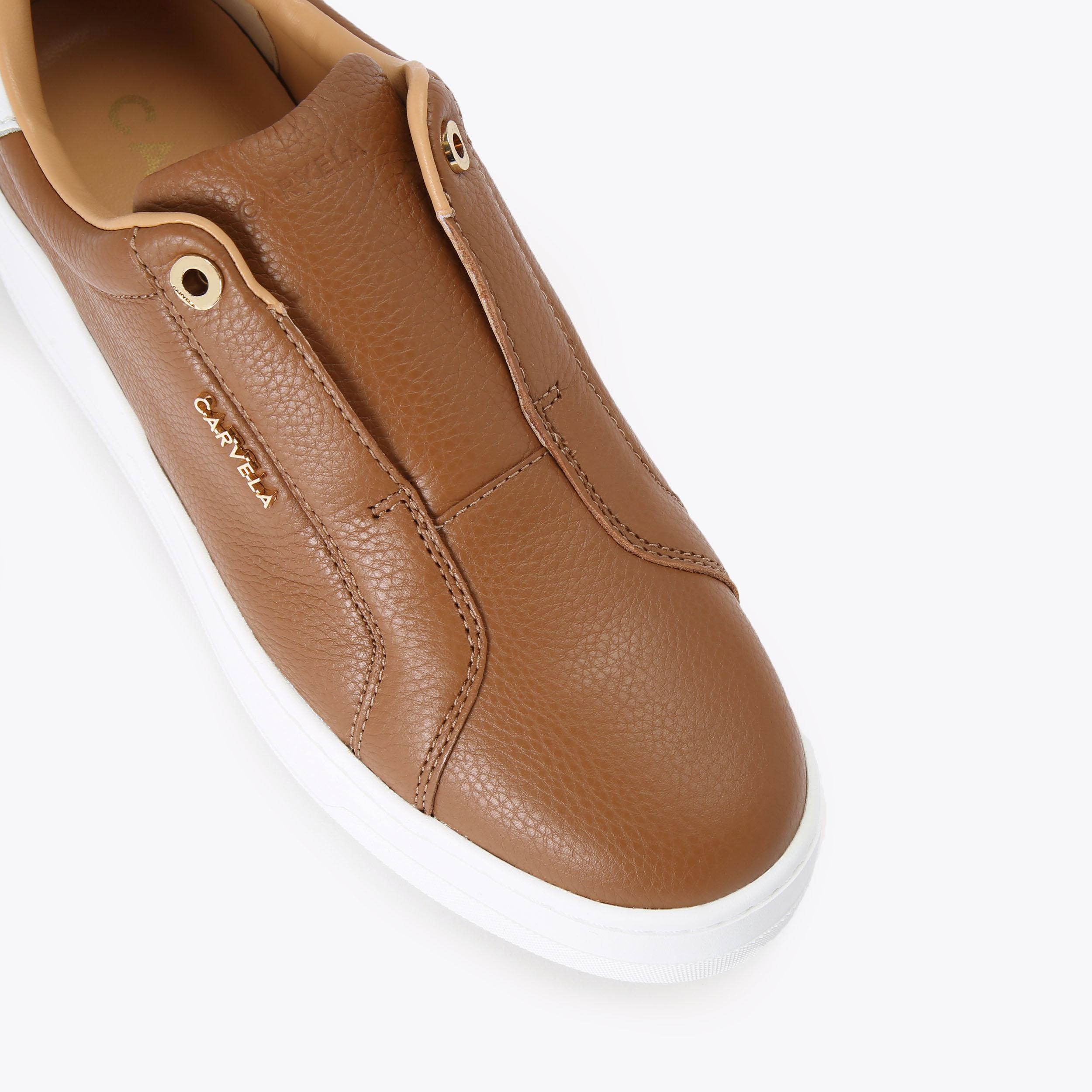 CONNECTED LACELESS Tan Leather Trainers by CARVELA