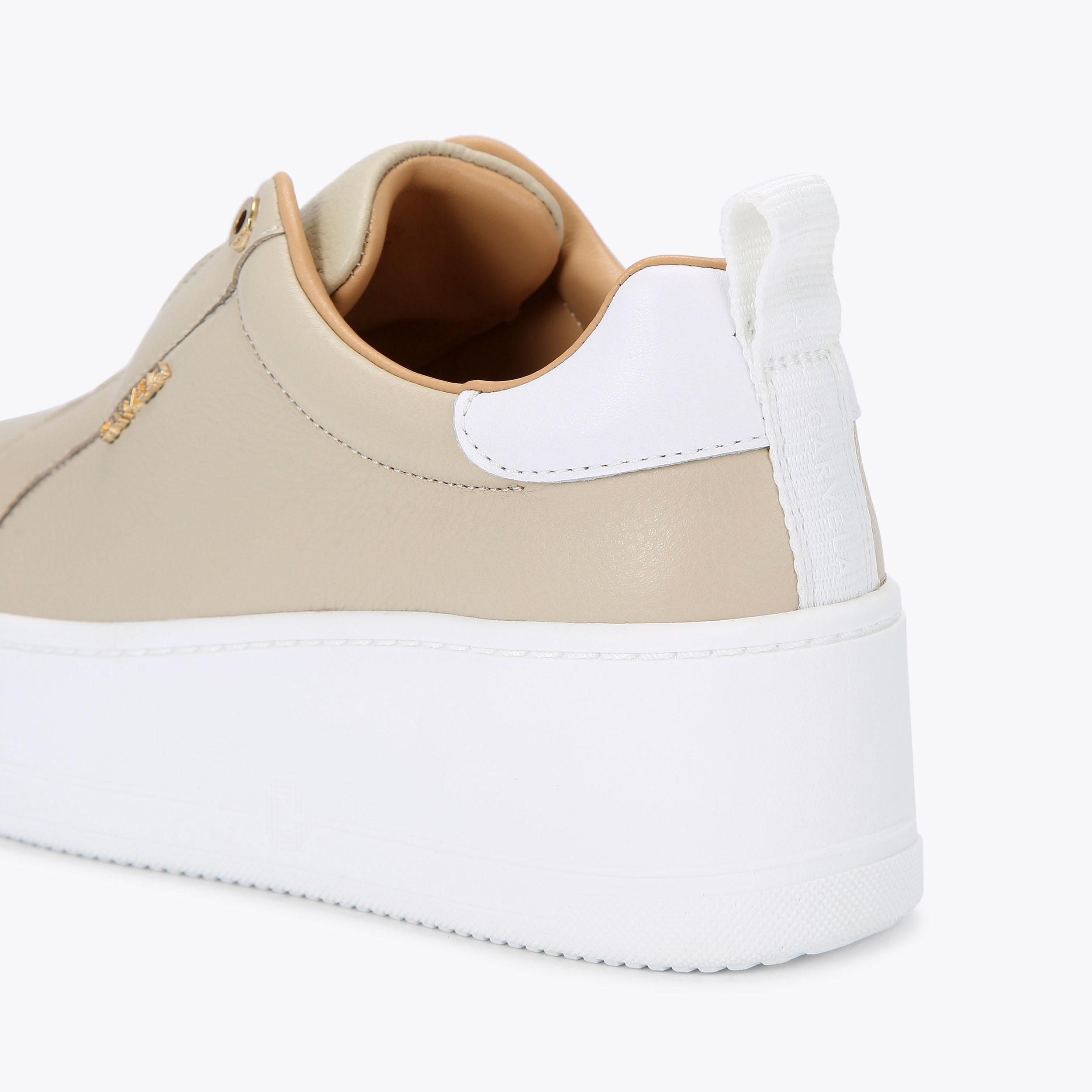 CONNECTED LACELESS Taupe Leather Trainers by CARVELA