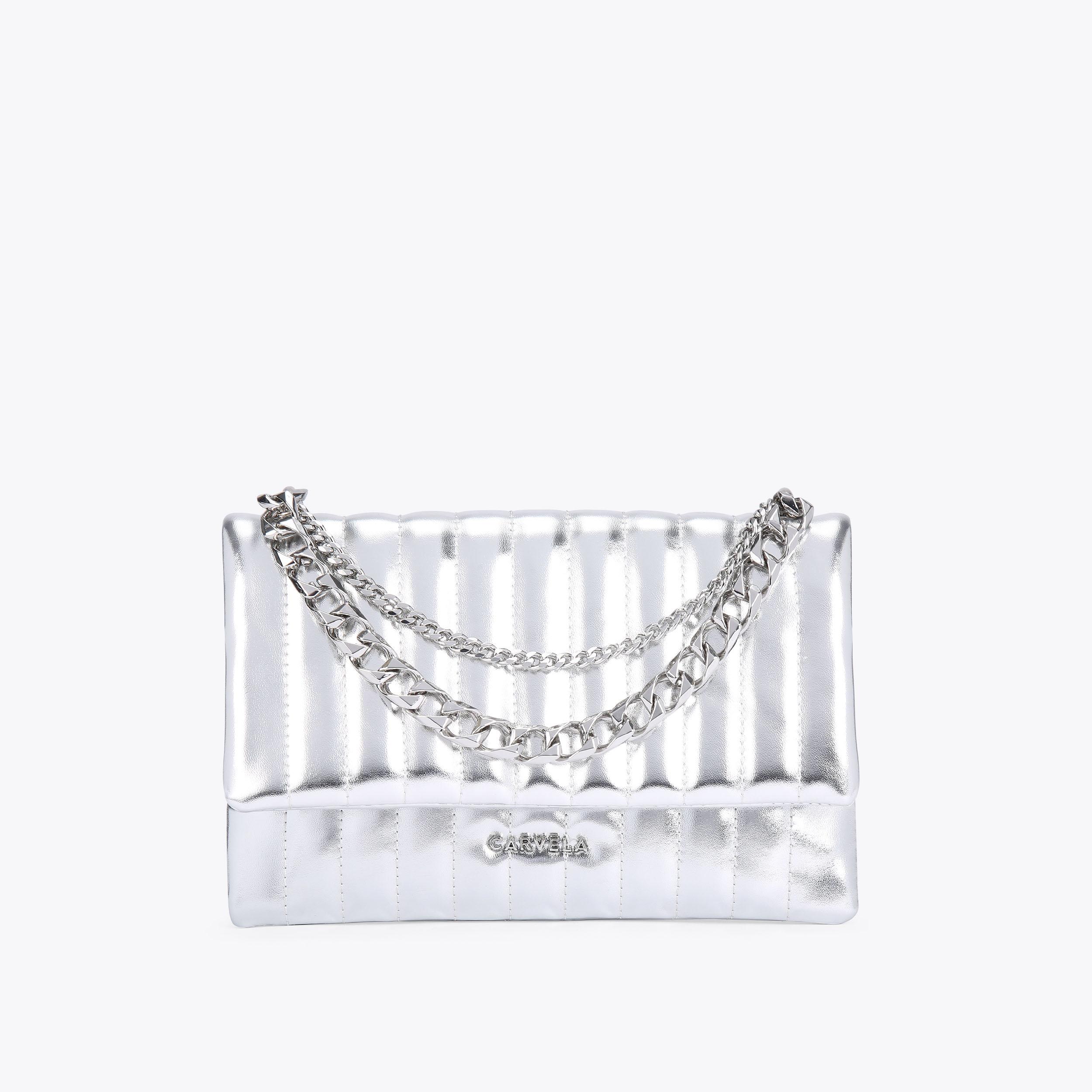 REBEL CLUTCH Silver Clutch Bag by CARVELA