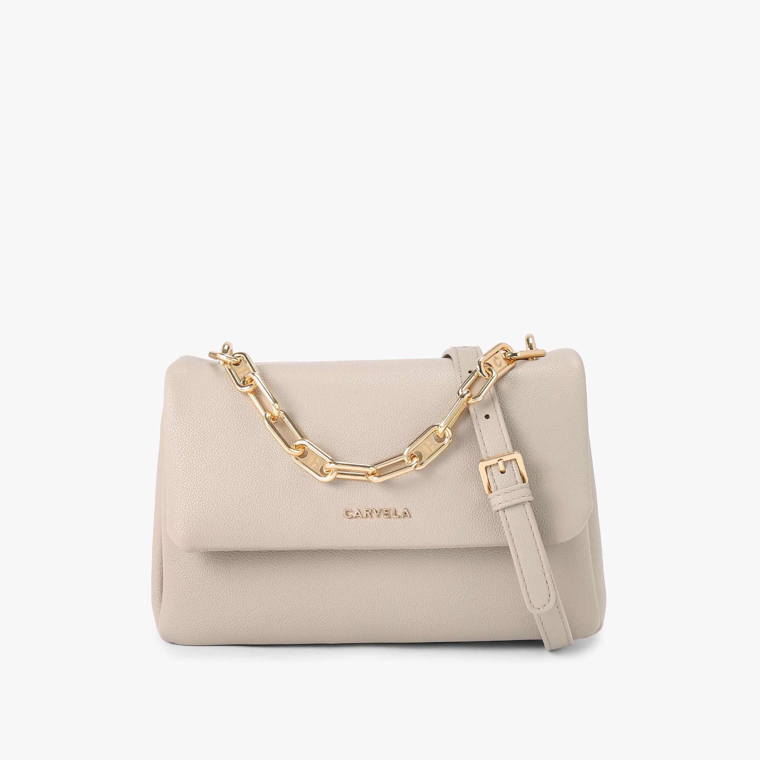LEONI SHOULDER BAG Taupe Textured Shoulder Bag by CARVELA