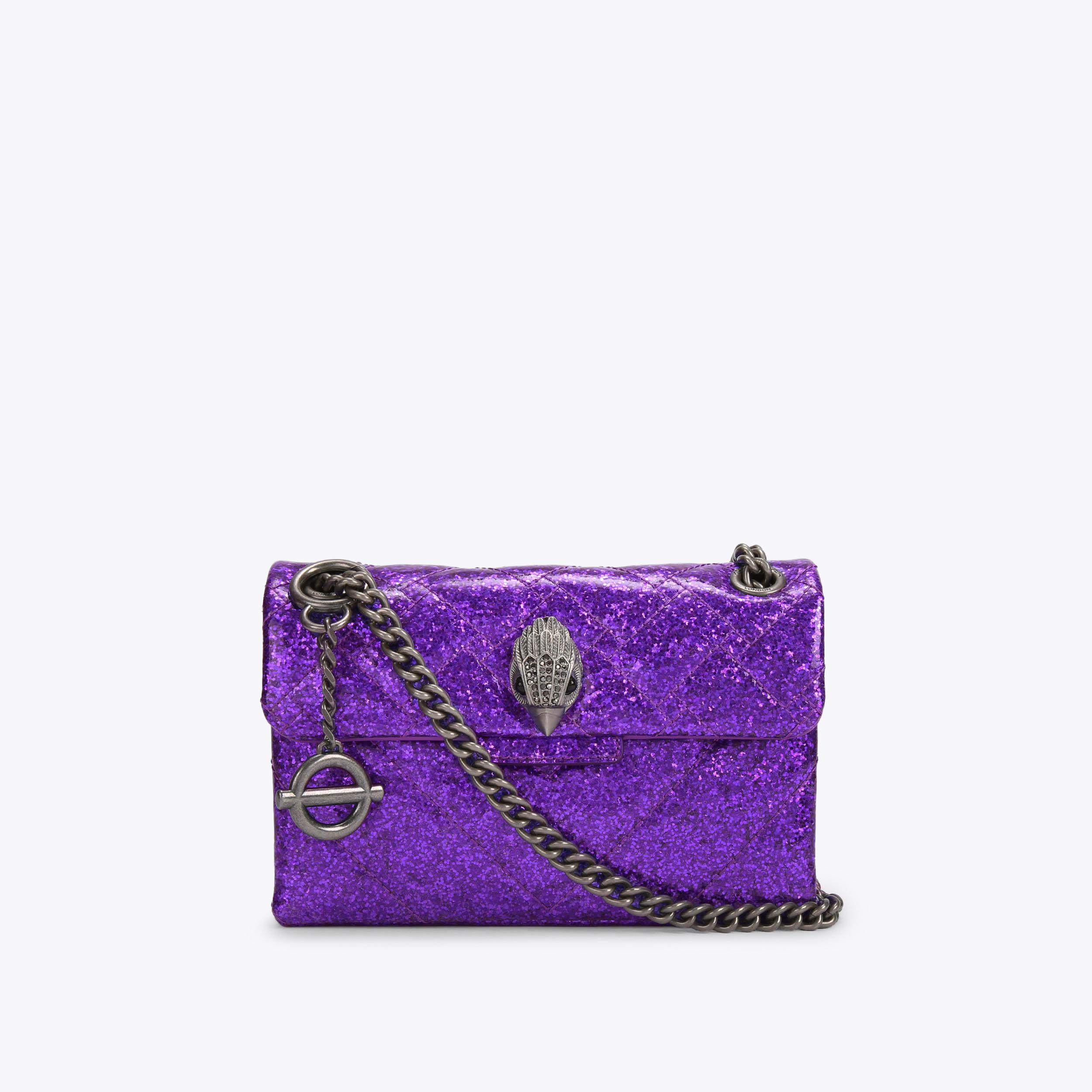 TFL MINI KENSINGTON Purple Glitter Mini Cross Body Bag by KURT GEIGER LONDON