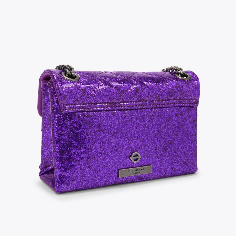TFL MINI KENSINGTON Purple Glitter Mini Cross Body Bag by KURT GEIGER LONDON