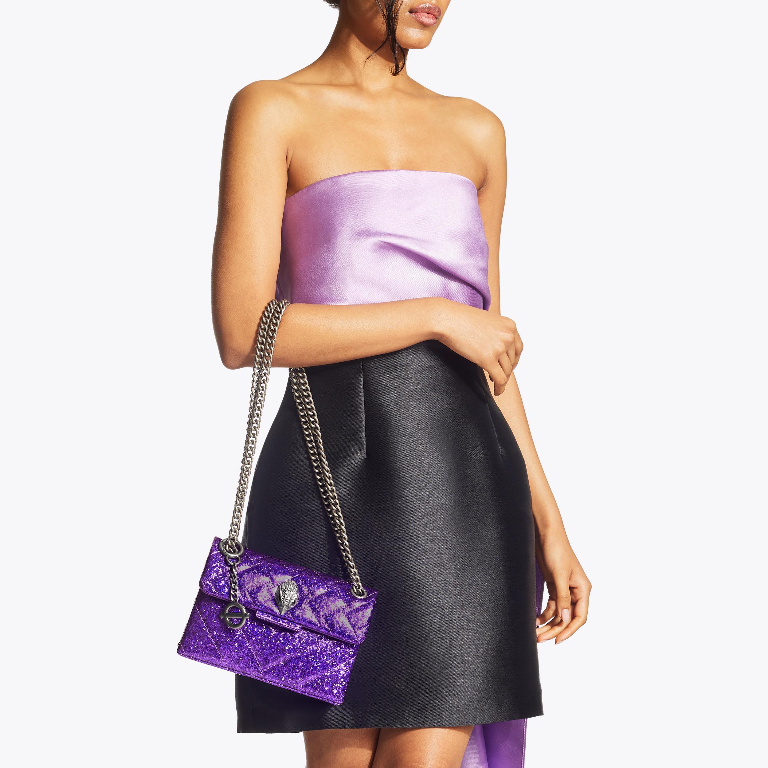 TFL MINI KENSINGTON Purple Glitter Mini Cross Body Bag by KURT GEIGER LONDON