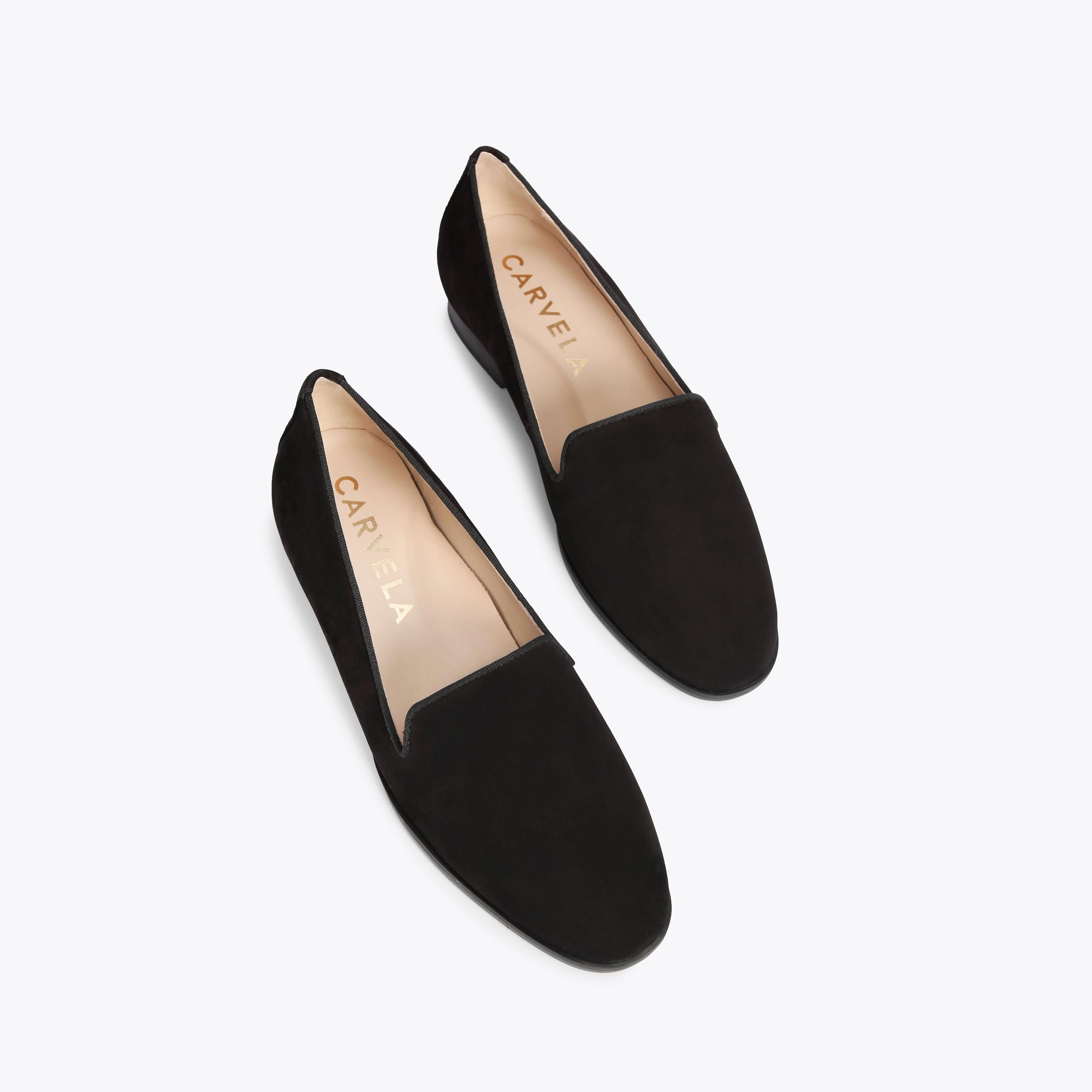 LEGEND Black Suede Slip On Flat Shoes by CARVELA COMFORT