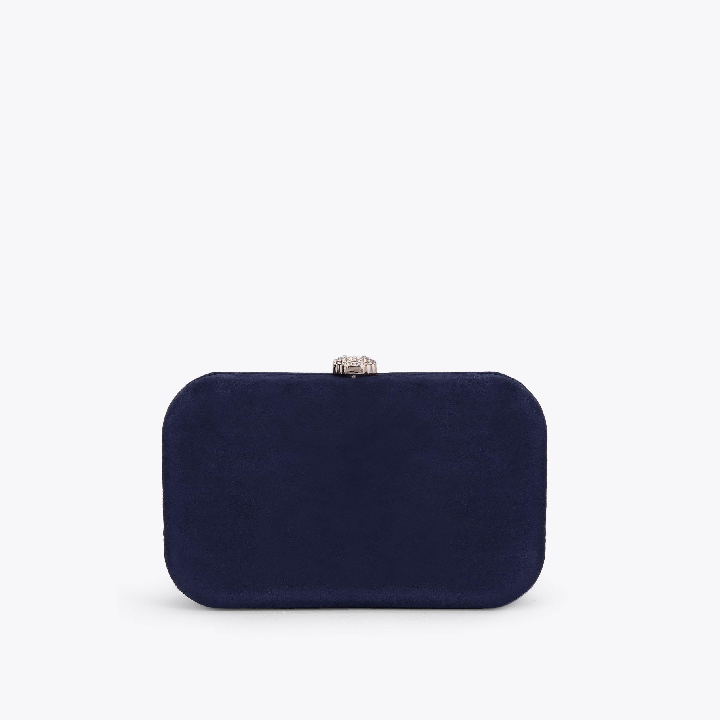 Dark navy sale suede clutch bag