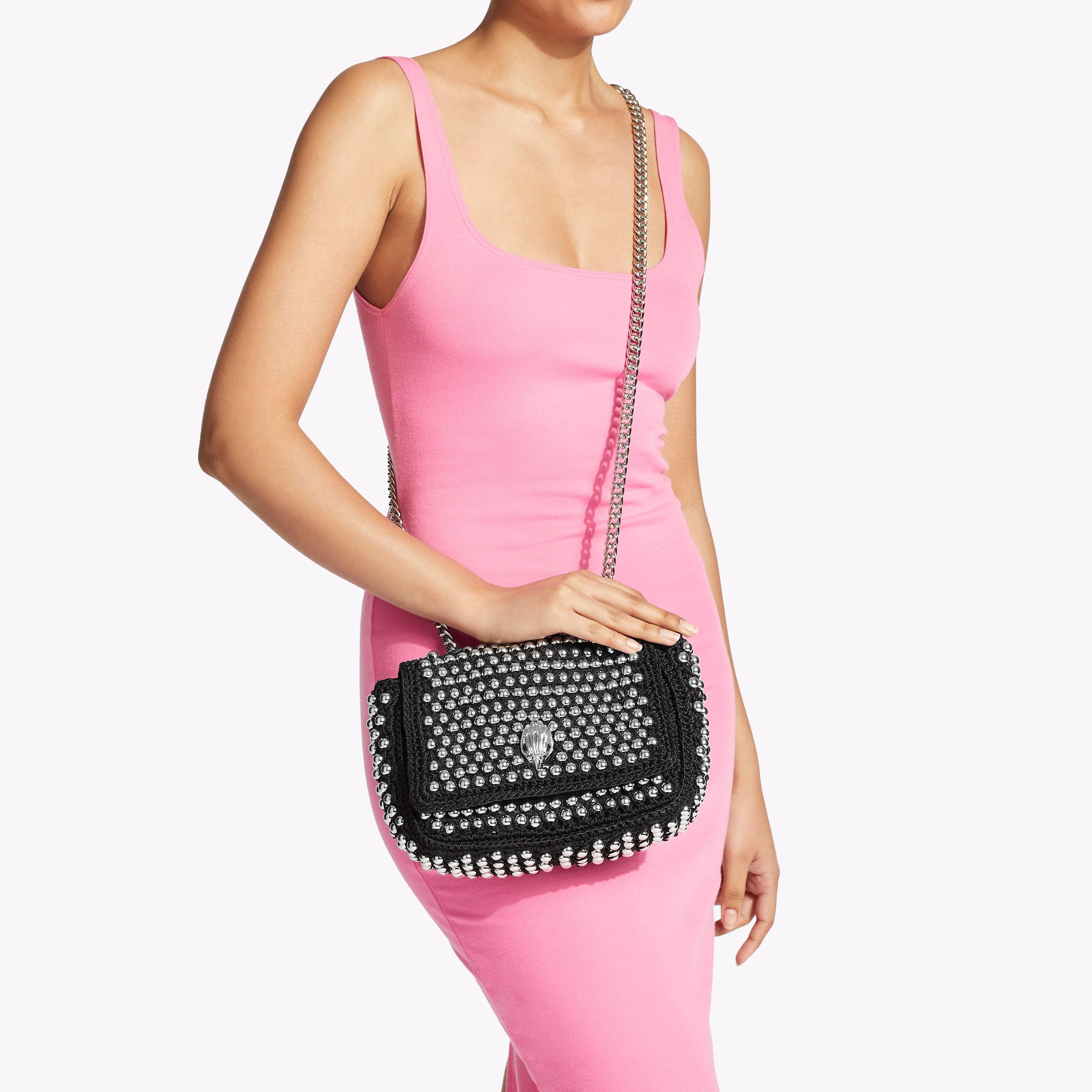 CROCHET MD KENSINGTON STU Black Cross Body Bag by KURT GEIGER LONDON