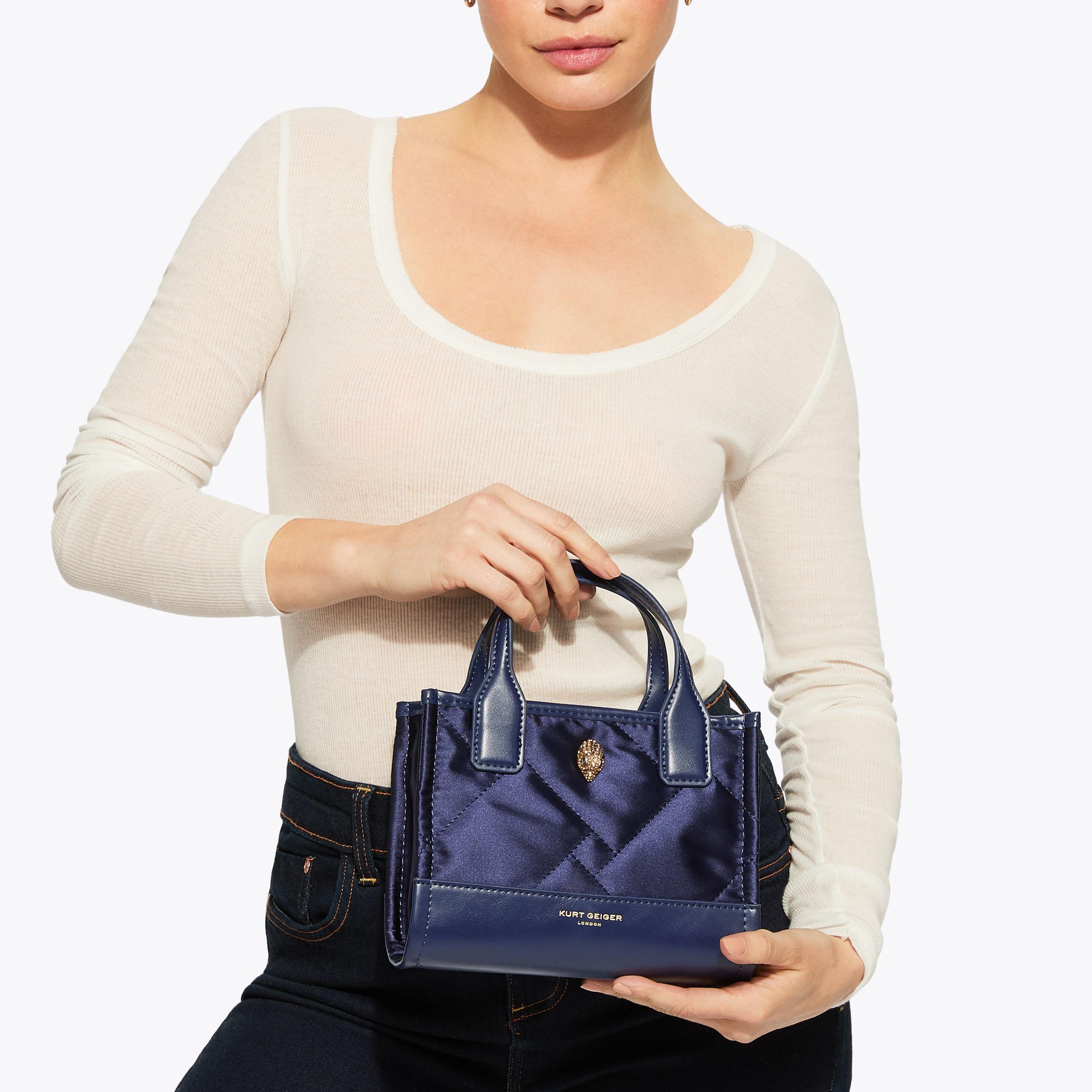 XS RECYCLED SQ SHOPPER Navy Nylon Shopper Bag by KURT GEIGER LONDON