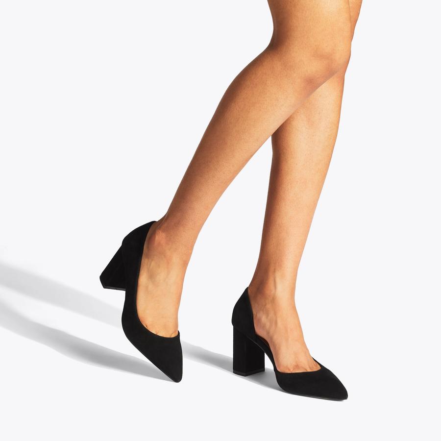 Black suede court heels hotsell