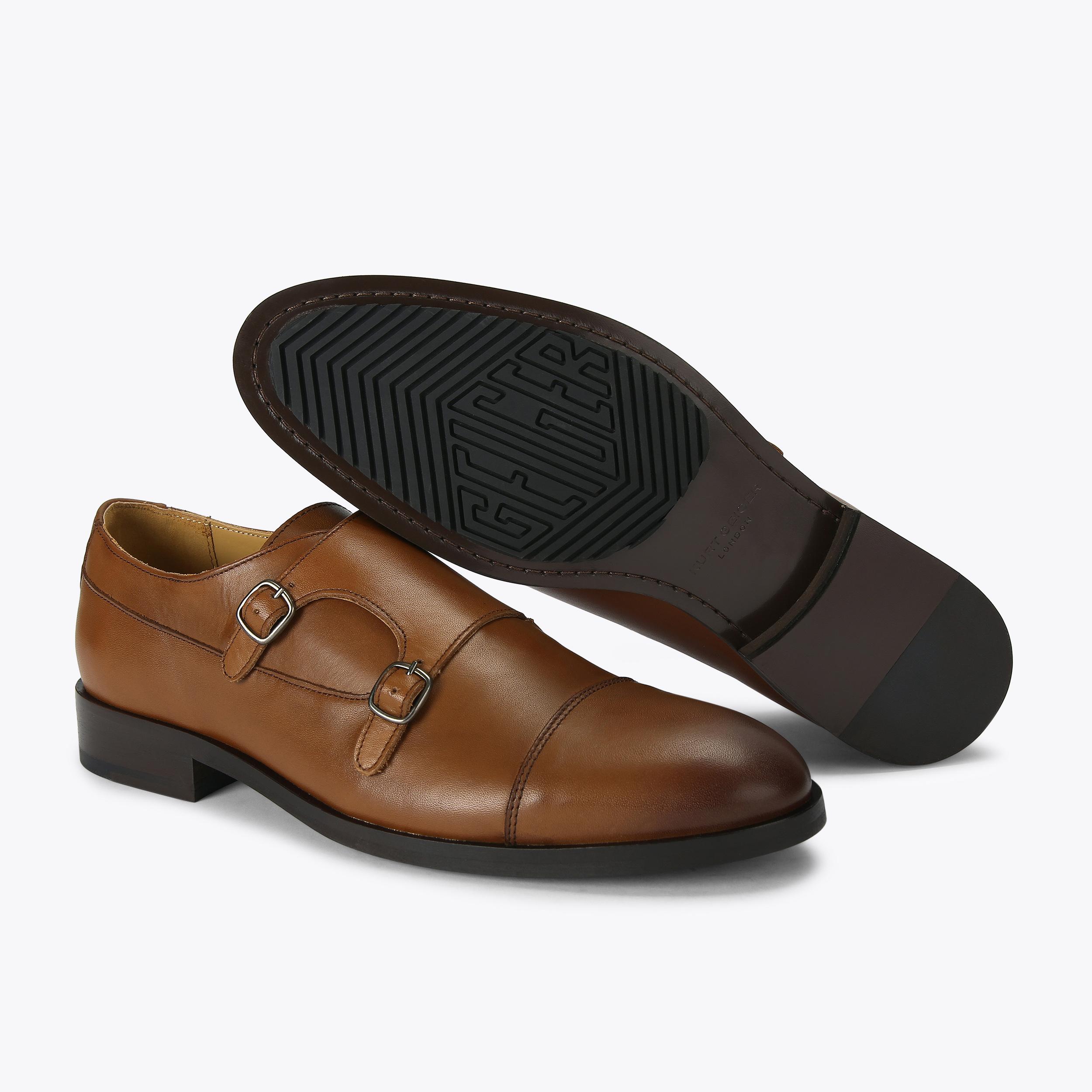 Mens tan monk shoes hot sale