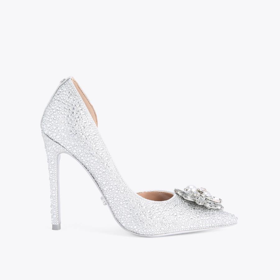 CRYSTAL 110 Silver Court Heels by CARVELA