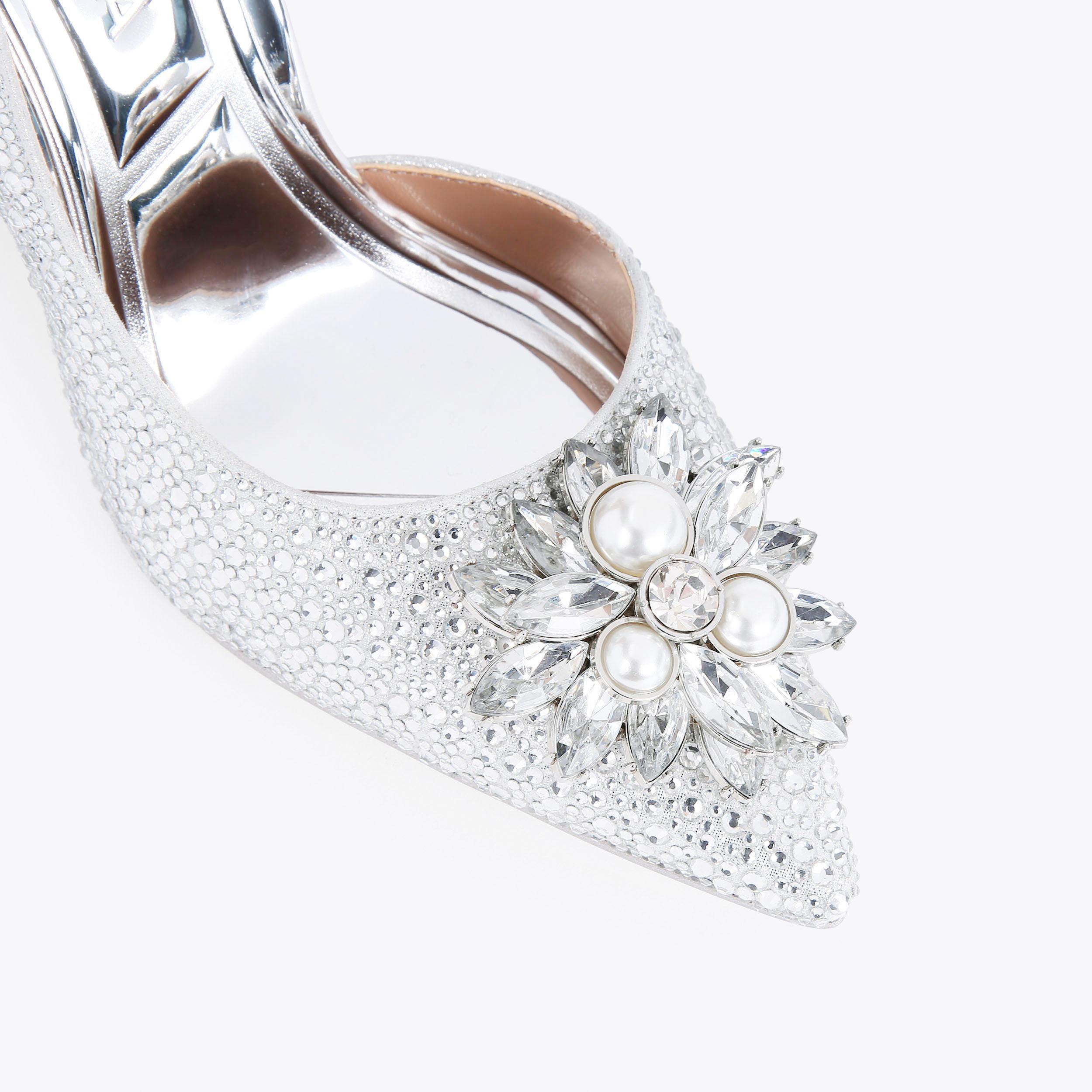 CRYSTAL 110 Silver Court Heels by CARVELA