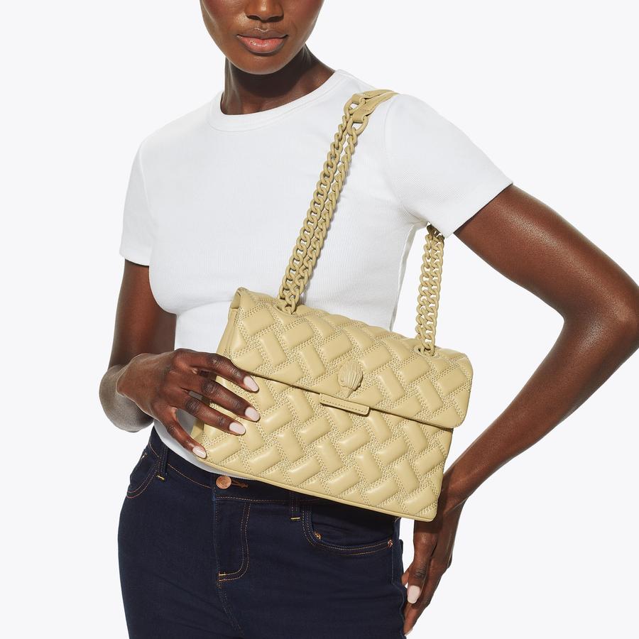 KENSINGTON BAG DRENCH Cream Leather Cross Body Bag by KURT GEIGER LONDON