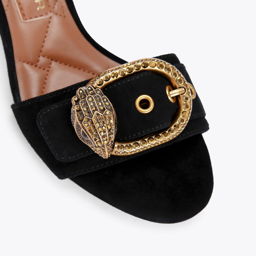 MAYFAIR BLOCK MID HEEL Black Block Sandals by KURT GEIGER LONDON 