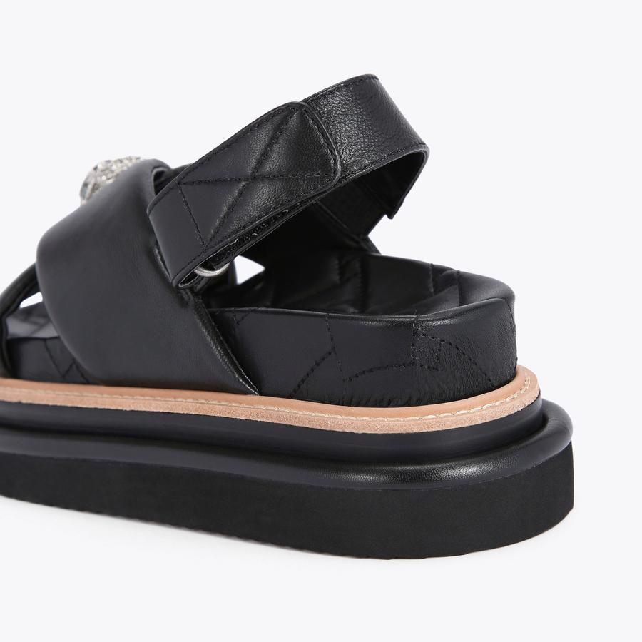 ORSON CROSS STRAP SANDAL Black Leather Sandal by KURT GEIGER LONDON