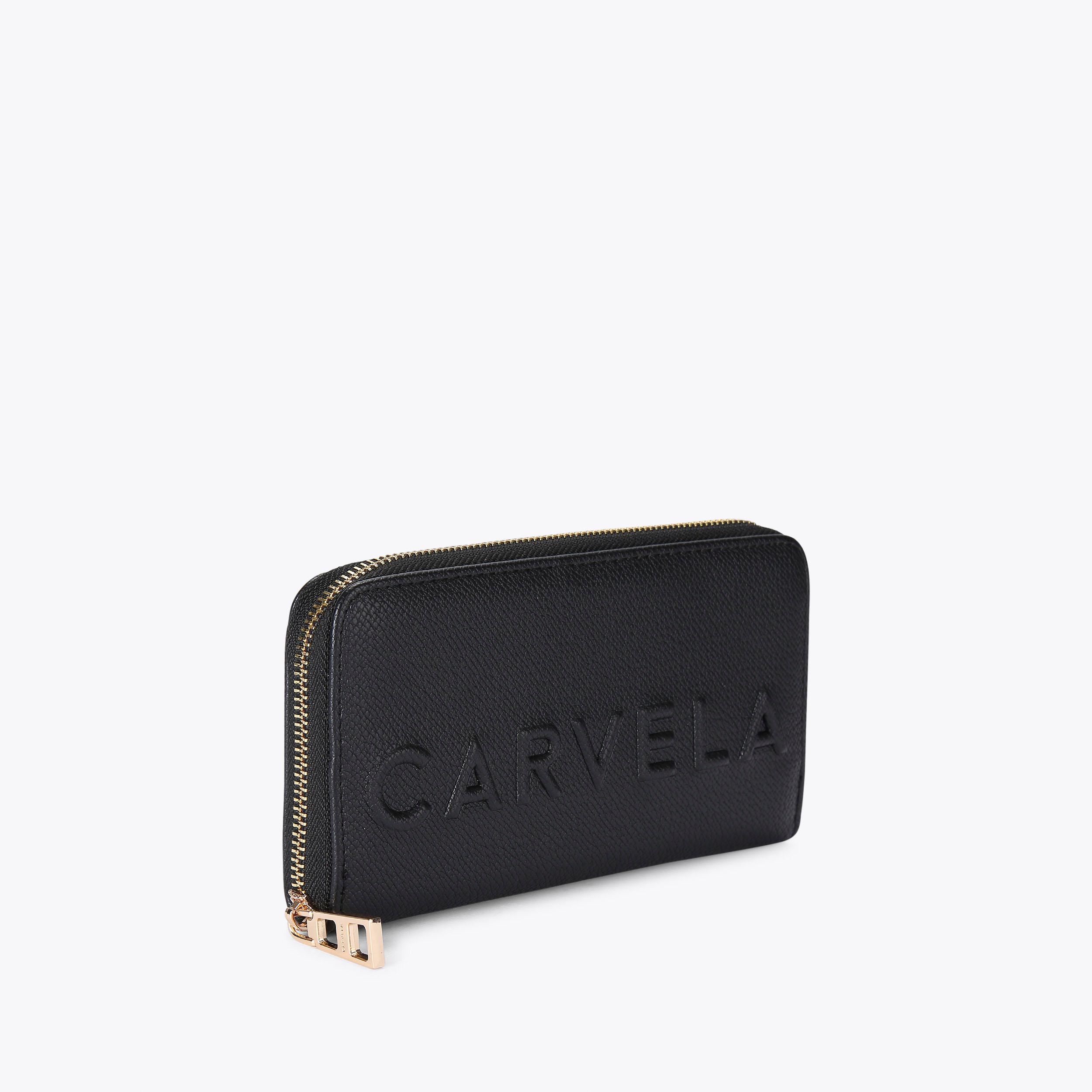 FRAME PURSE Black Zip Around Wallet by CARVELA